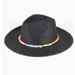 MYS Multi Color Straw Band Straw Hat Black