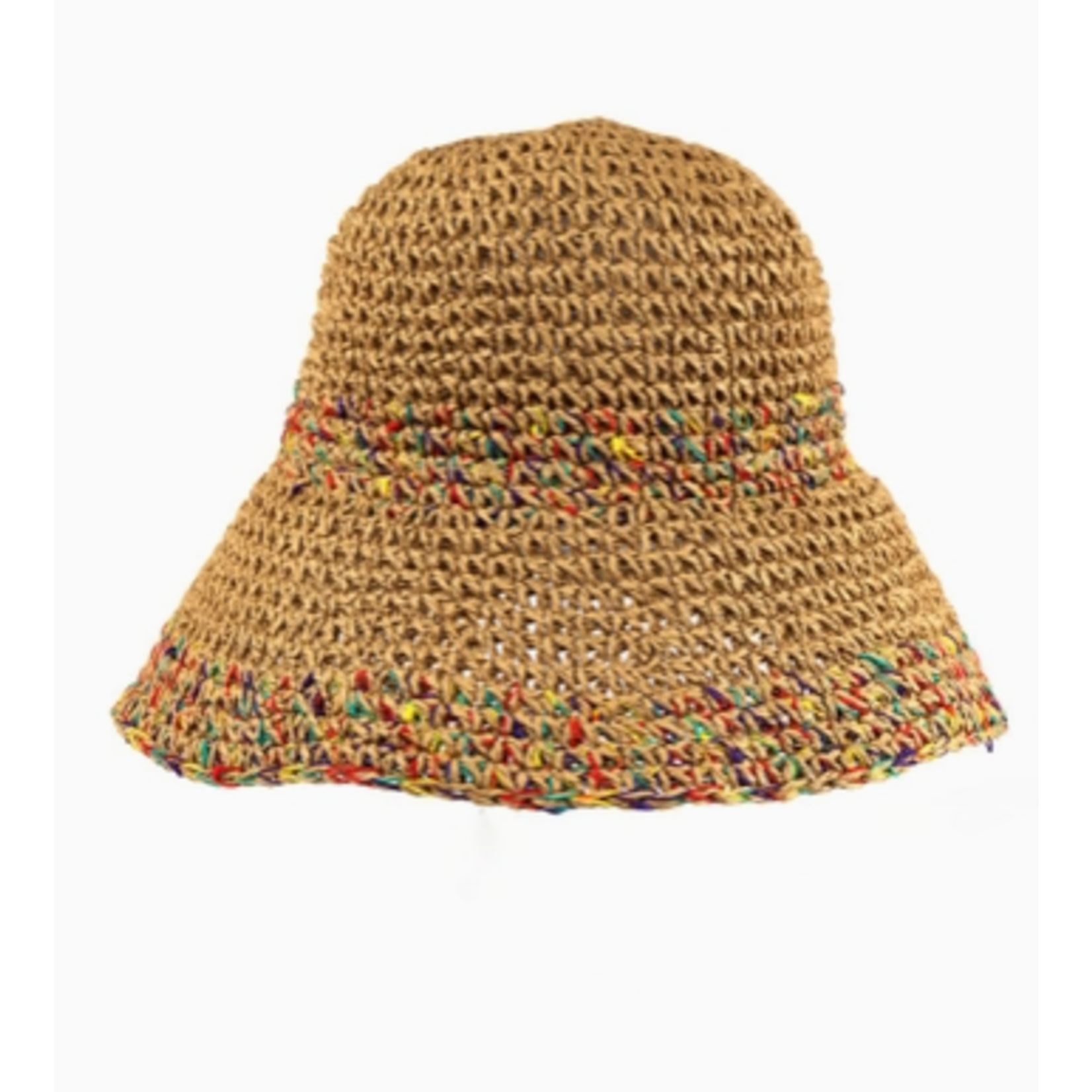 MYS Multi Color Mixed Straw Bucket Hat Taupe