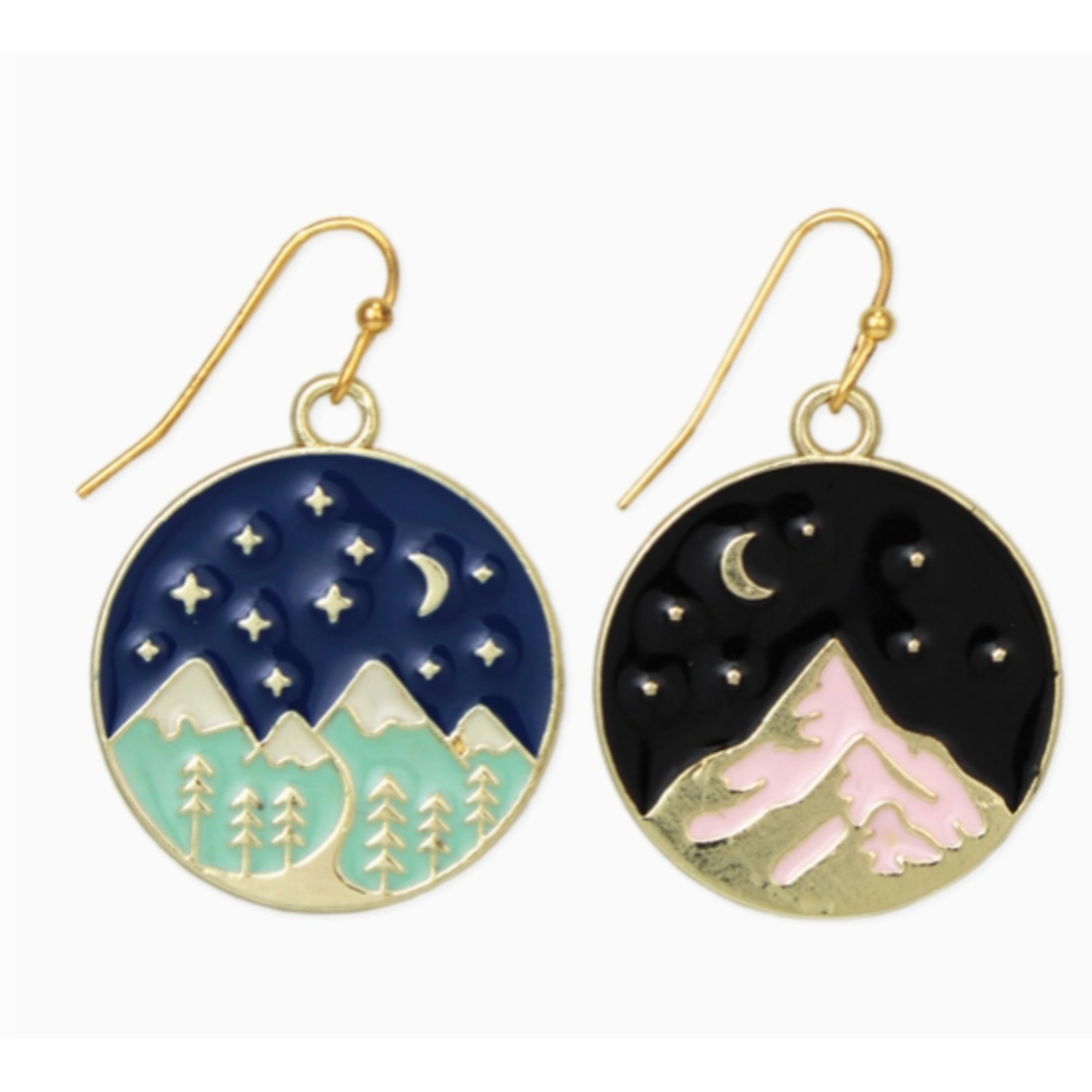 ZAD ZAD Celestial Scene Enamel Mountain Earrings