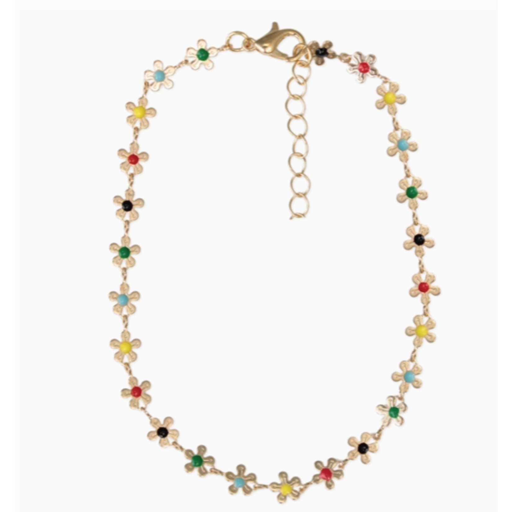 ZAD ZAD Gold Multicolor Daisy Chain Anklet