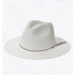 Suzie Q Suzie Q Braided Leather Belt Straw Hat White