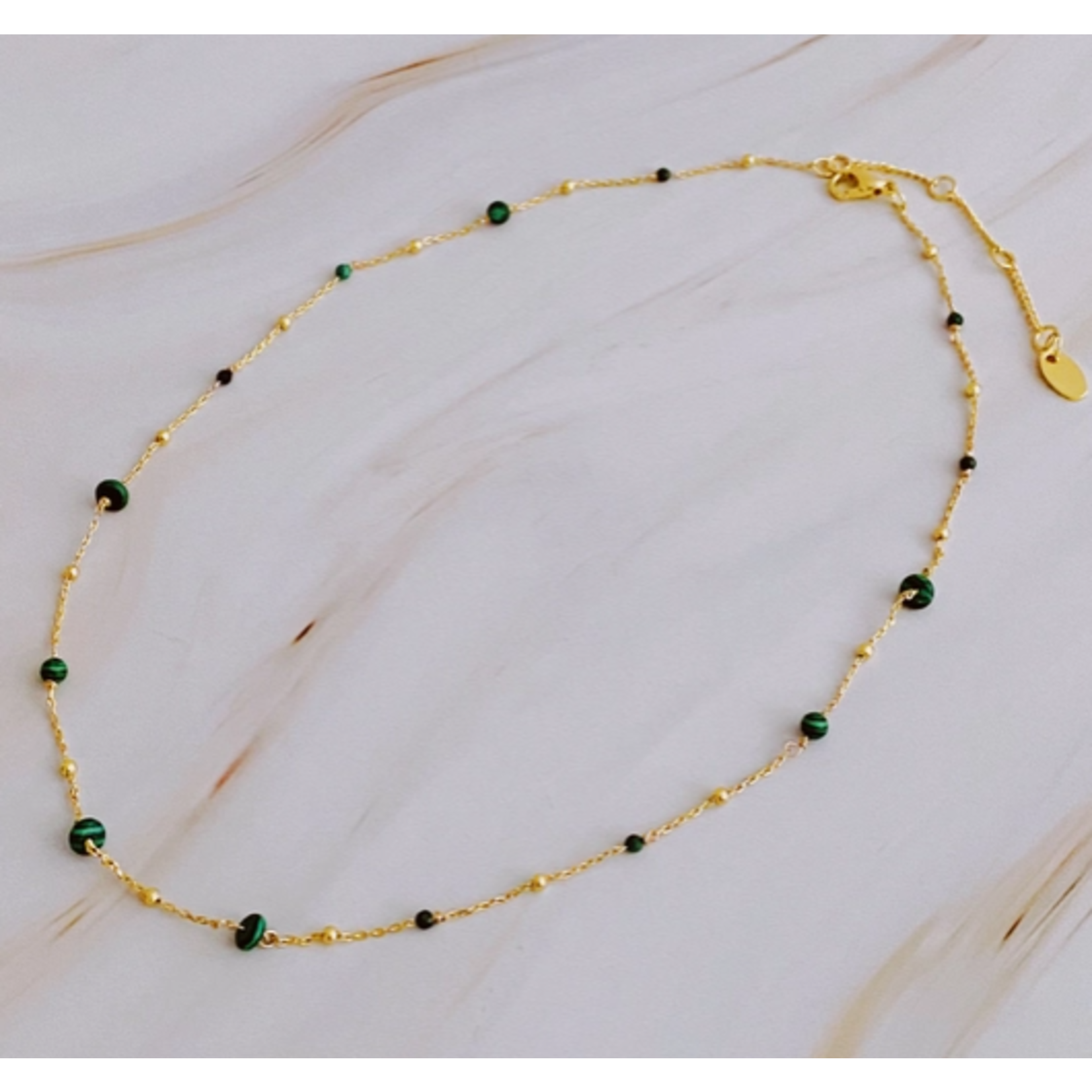 Ellison+Young E&Y Dainty Precious Stone Bead Necklace Green