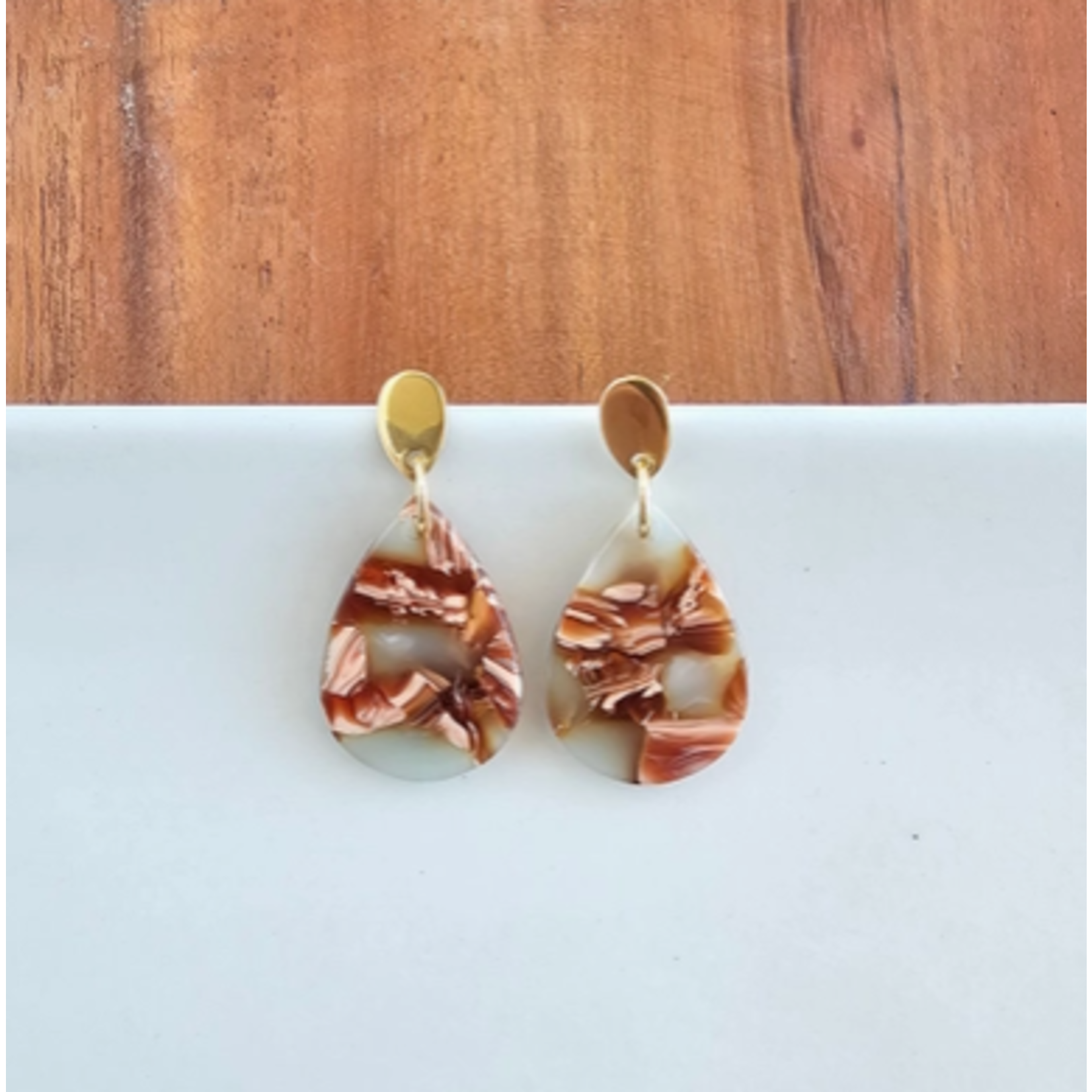 Spiffy & Splendid S&S Leah Earrings - Seafoam & Rust