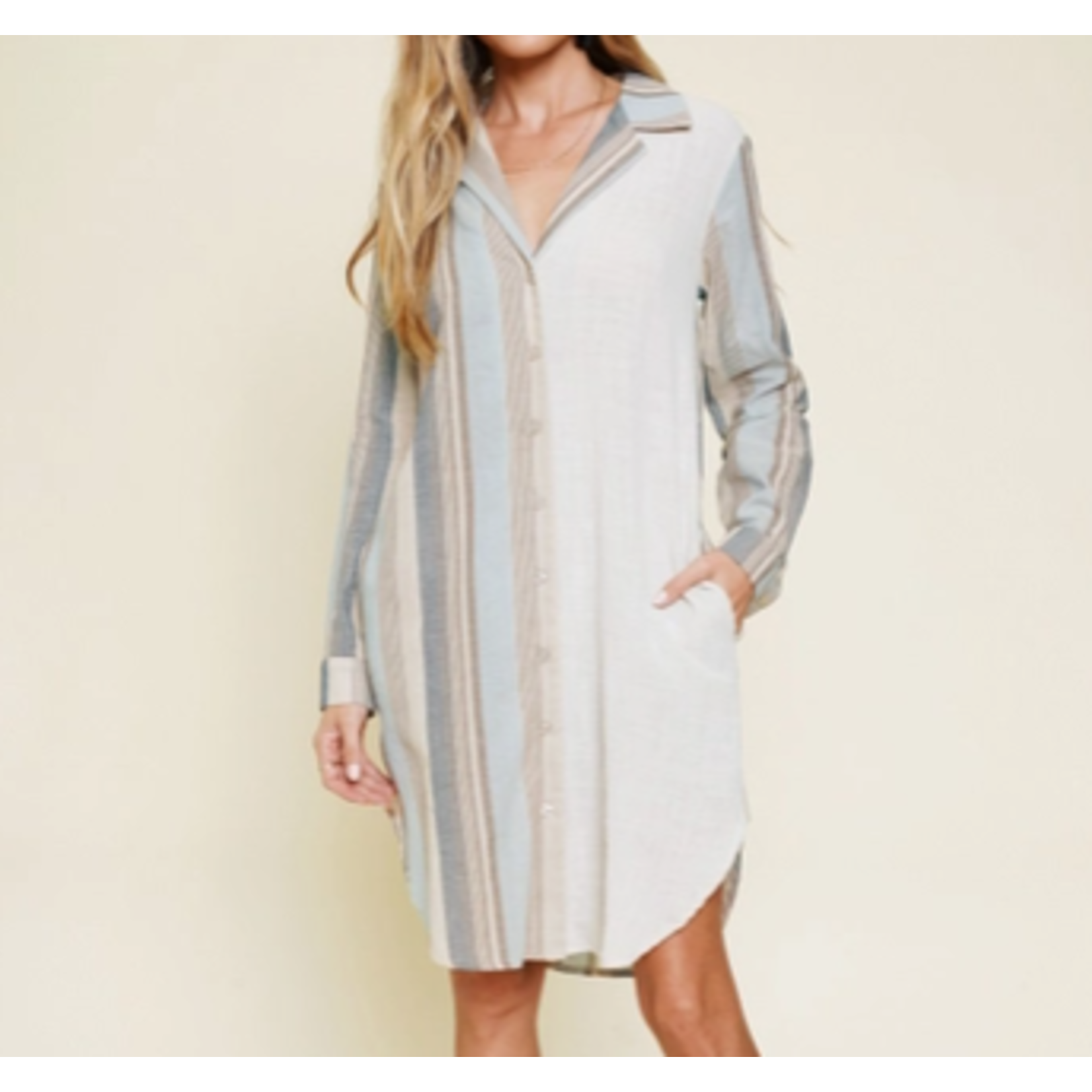 Mystree Mystree Stripe Shirt Dress