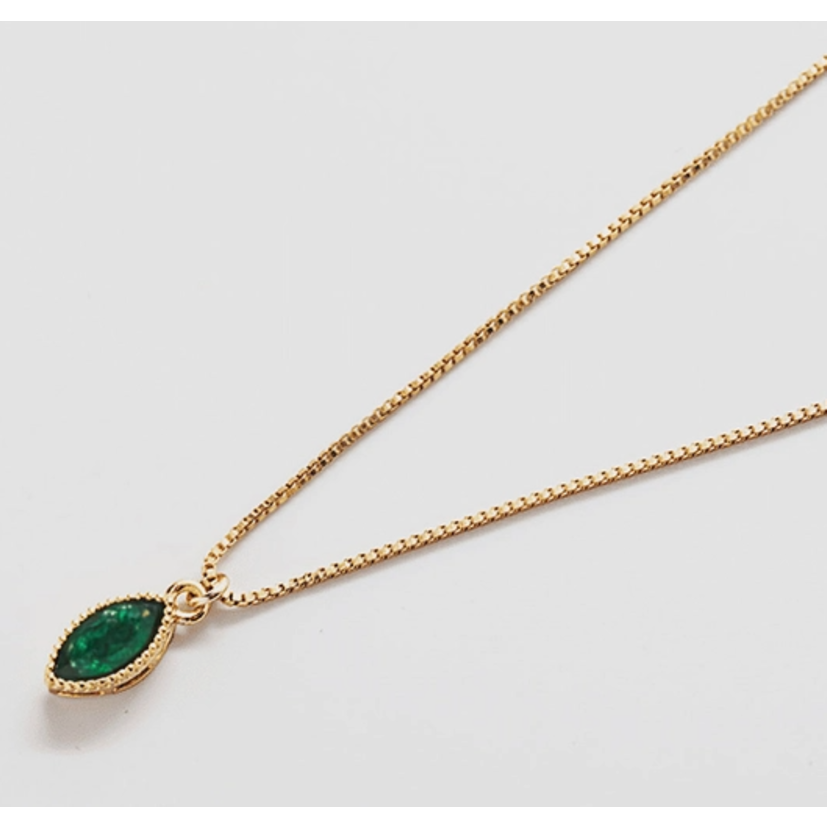 Admiral Row AR Green Cz Teardrop Gold Filled Necklace 18"