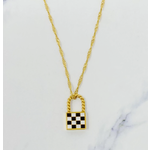 Ellison+Young E&Y Checkered Locket Necklace Black