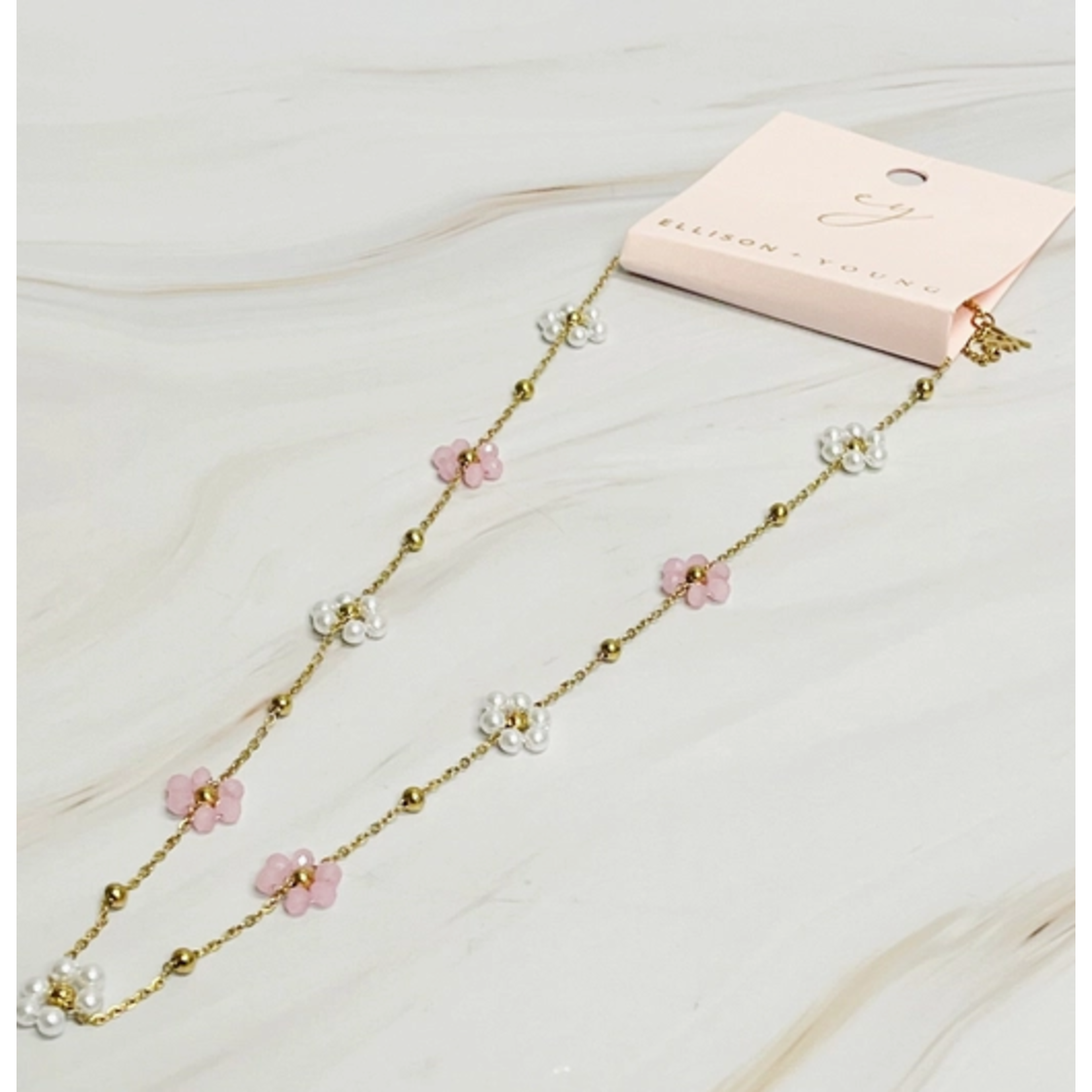 Ellison+Young E+Y Pearl and Glass Bead Flower Necklace