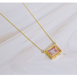 Ellison+Young E+Y Sweet Square Pendant Necklace Princess Pink