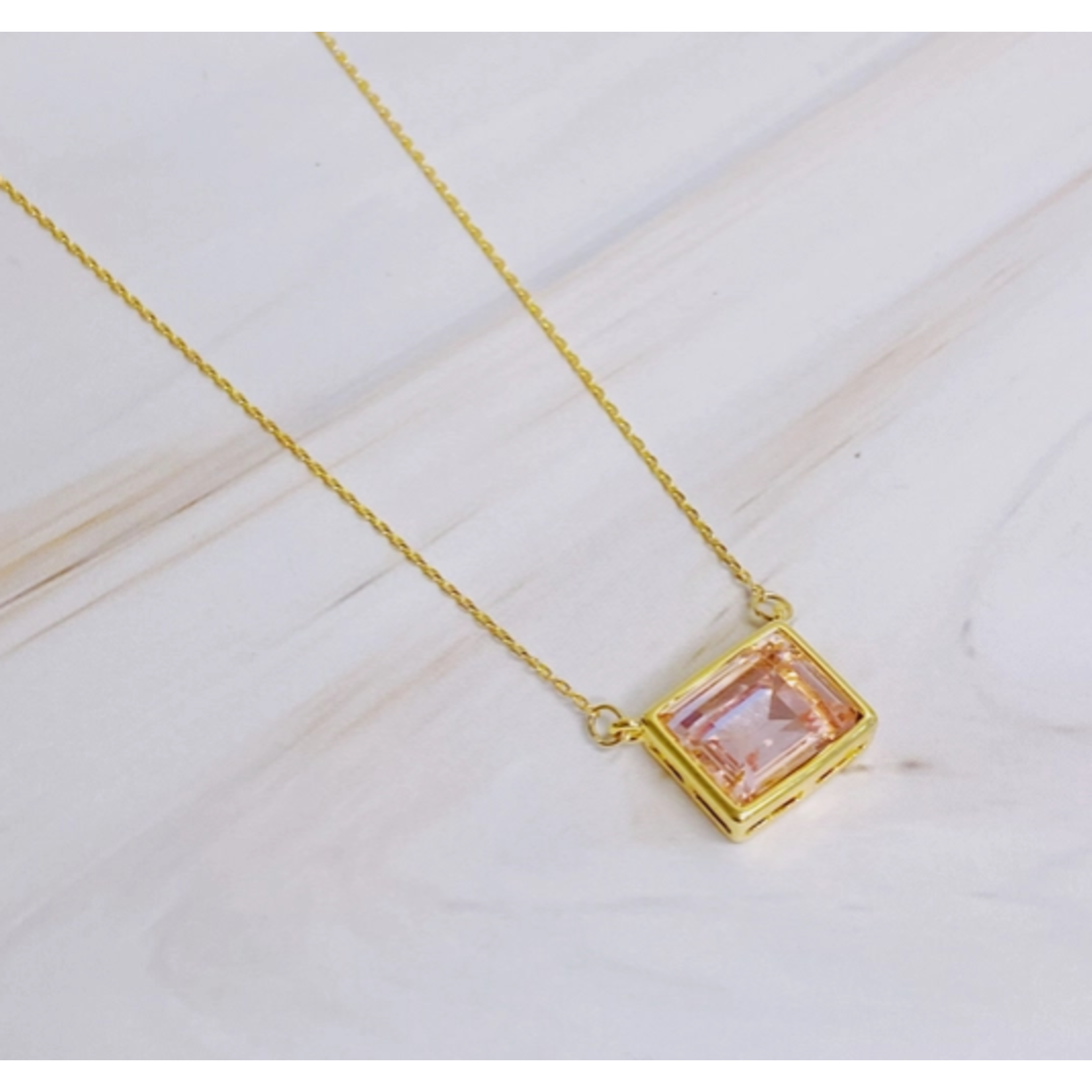 Ellison+Young E+Y Sweet Square Pendant Necklace Princess Pink