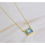 Ellison+Young E+Y Sweet Square Pendant Necklace Water Blue