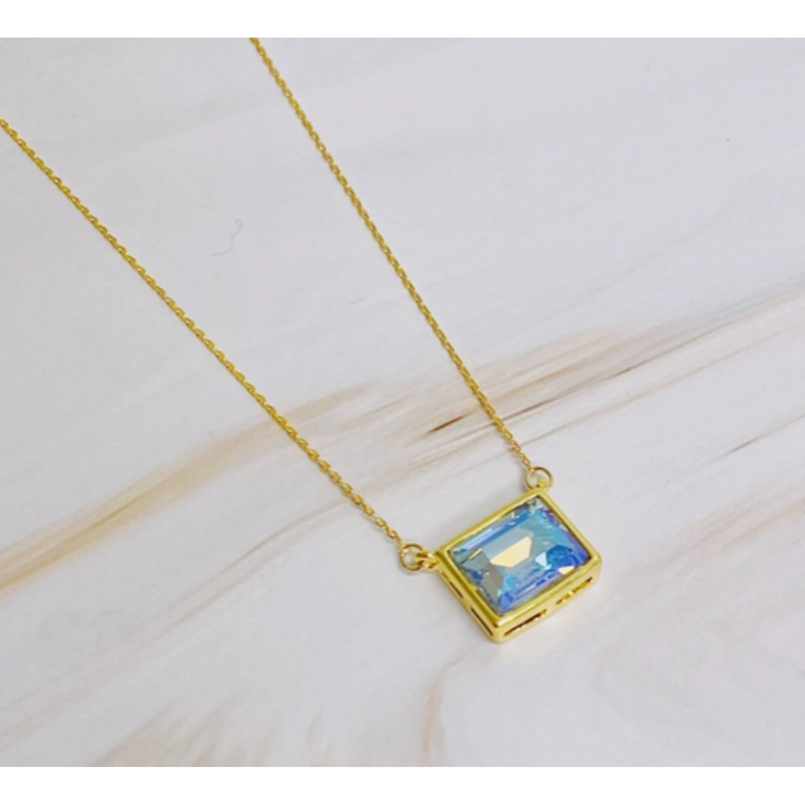 Ellison+Young E+Y Sweet Square Pendant Necklace Water Blue