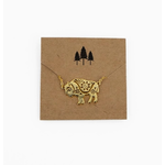 The Montana Scene TMS Floral Bison Necklace Gold Plated