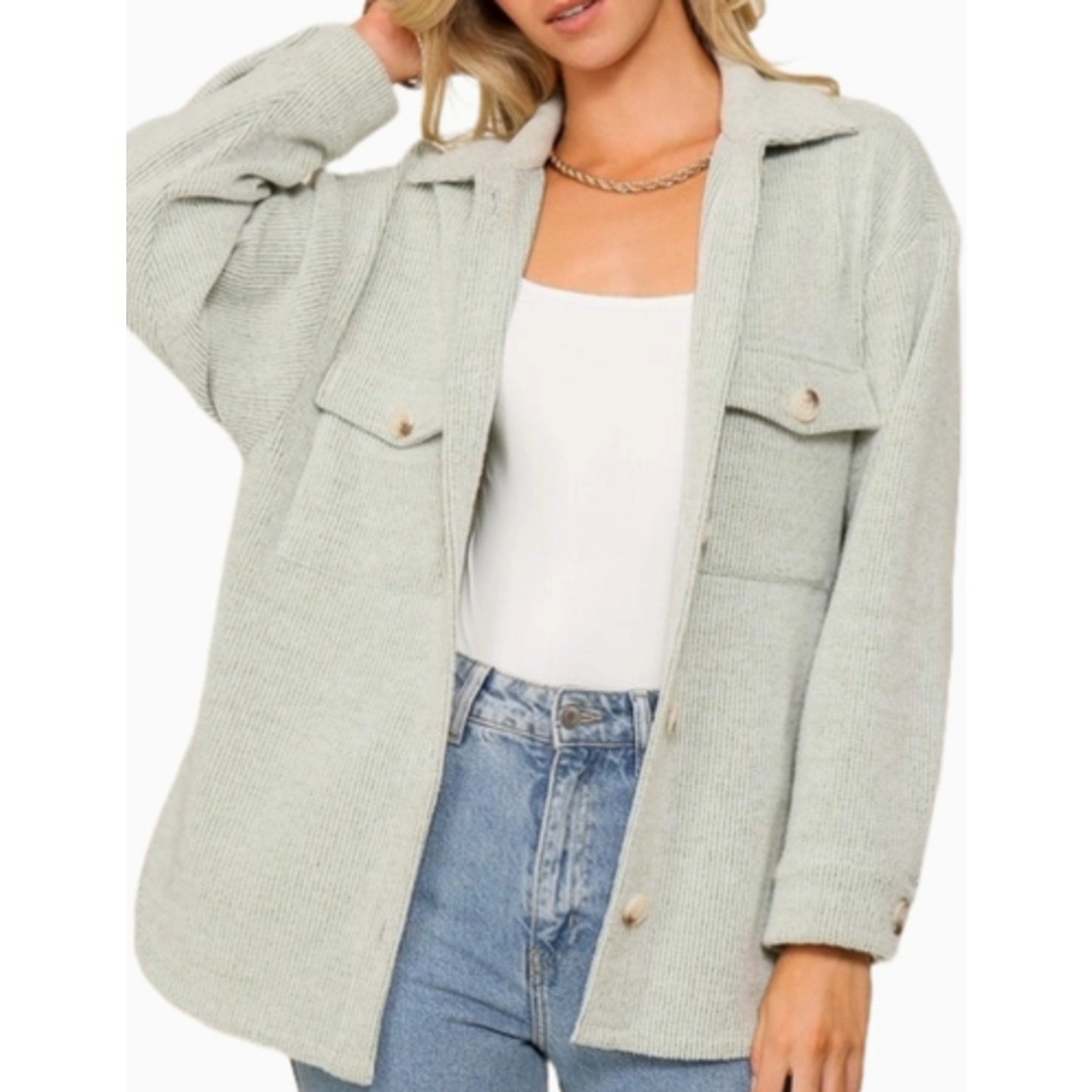 Vanilla Monkey VM Button Down Brushed Waffle Shacket