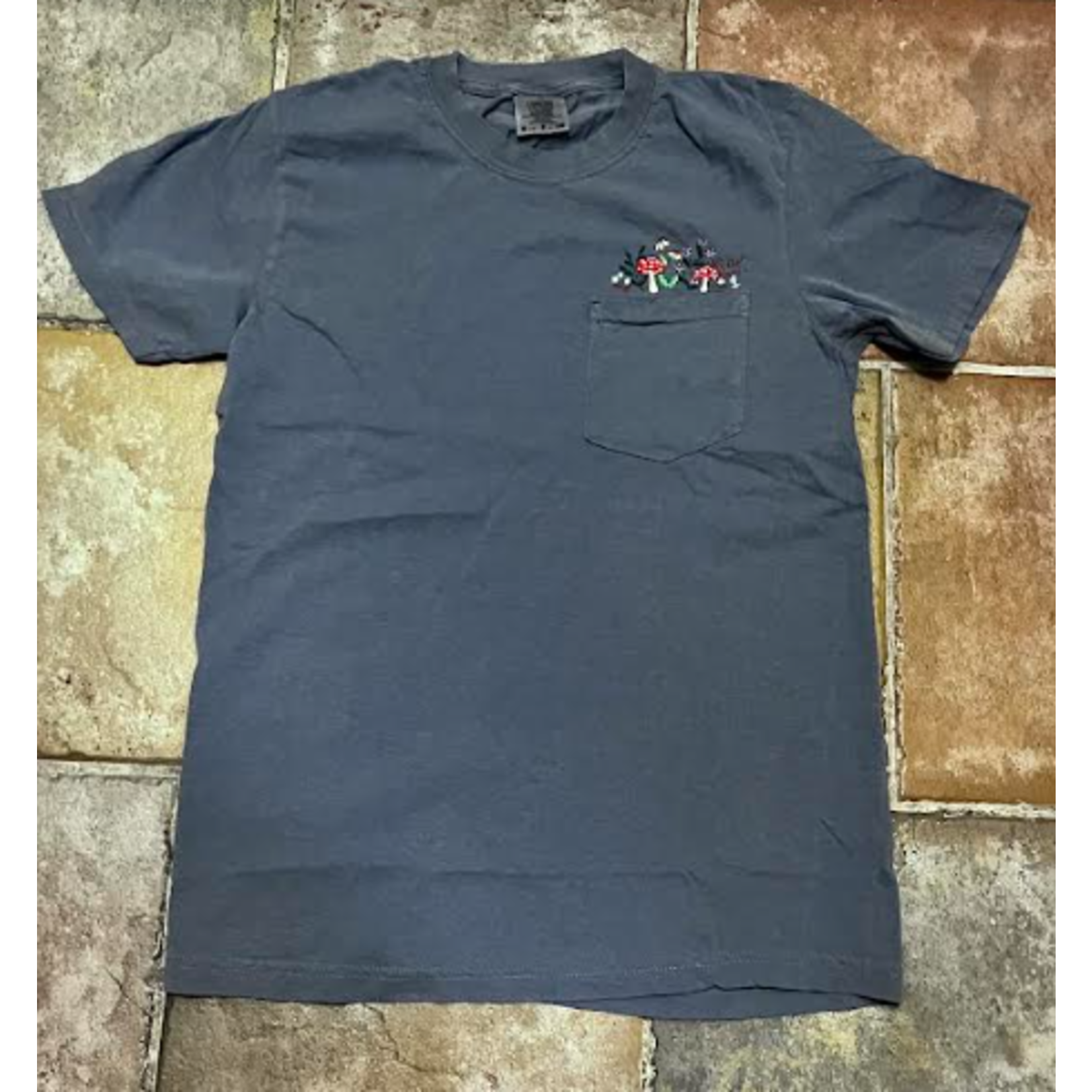 Krafty Kristen Krafty Kristen Mushroom Embroidered Pocket Tee
