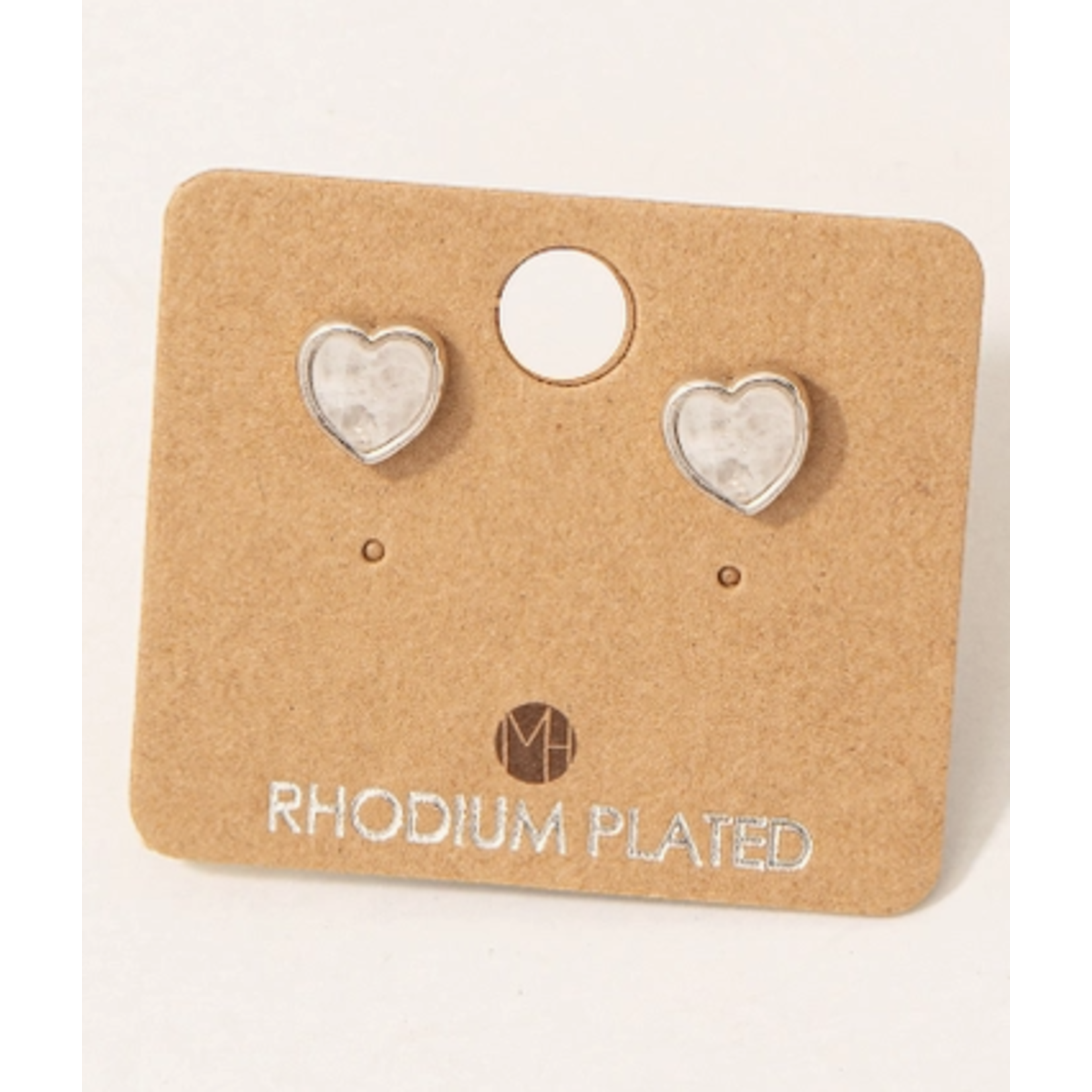 Fame Accessories Fame Mini Gemstone Heart Stud Earrings Silver