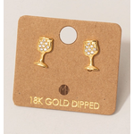 Fame Accessories Fame Mini Pave Wine Glass Stud Earrings Gold