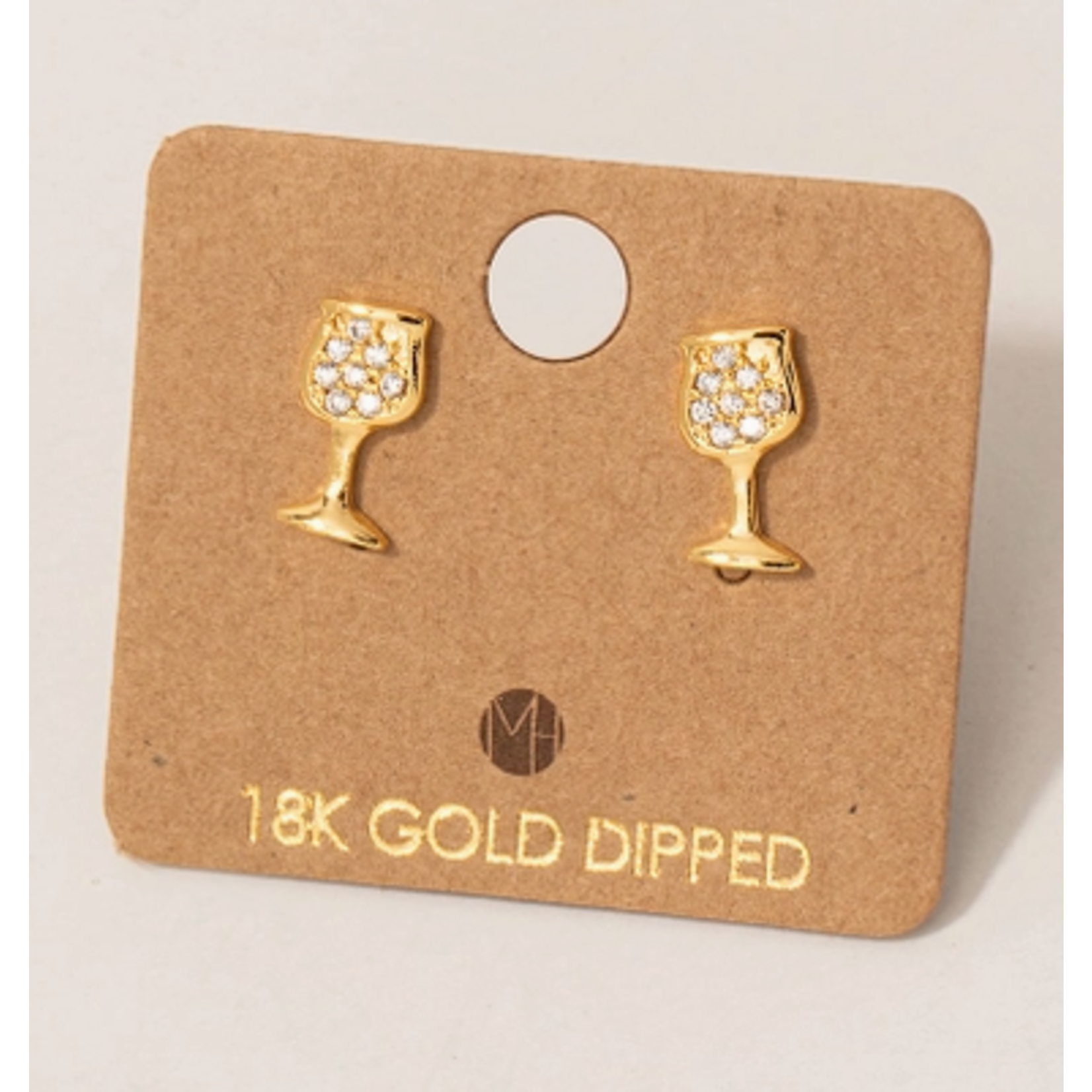 Fame Accessories Fame Mini Pave Wine Glass Stud Earrings Gold