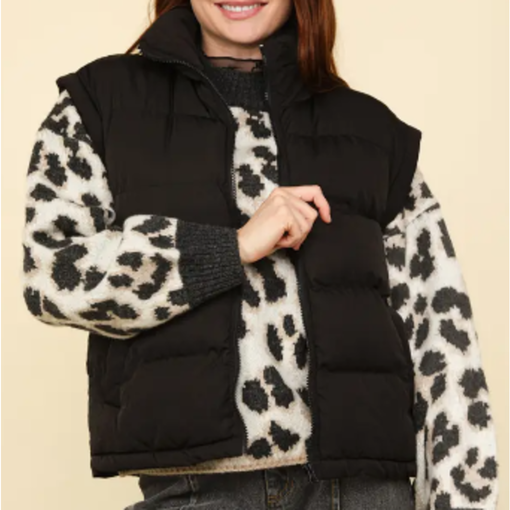 Very J Very J Mock Sleeve Puffer Vest