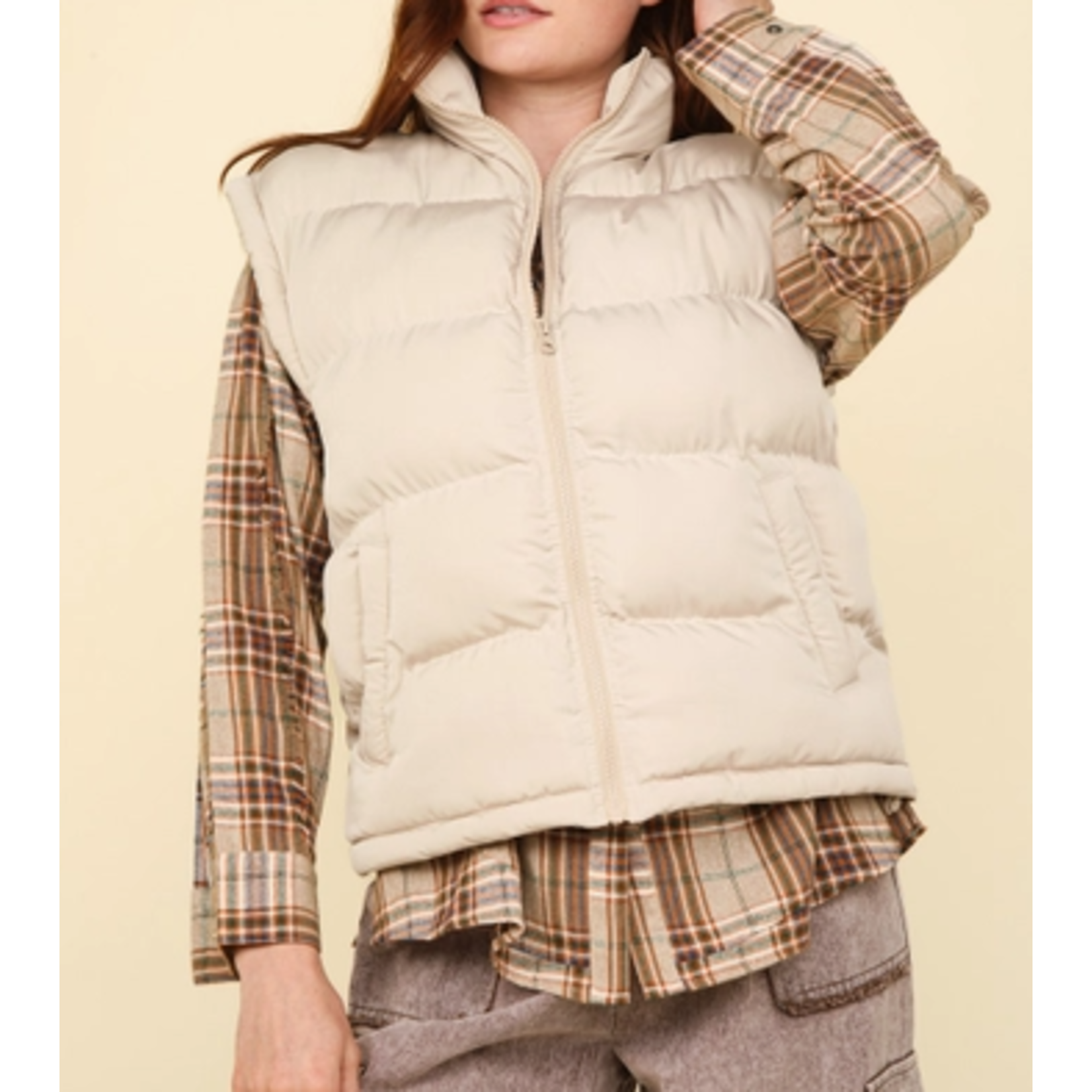 Very J Very J Mock Sleeve Puffer Vest