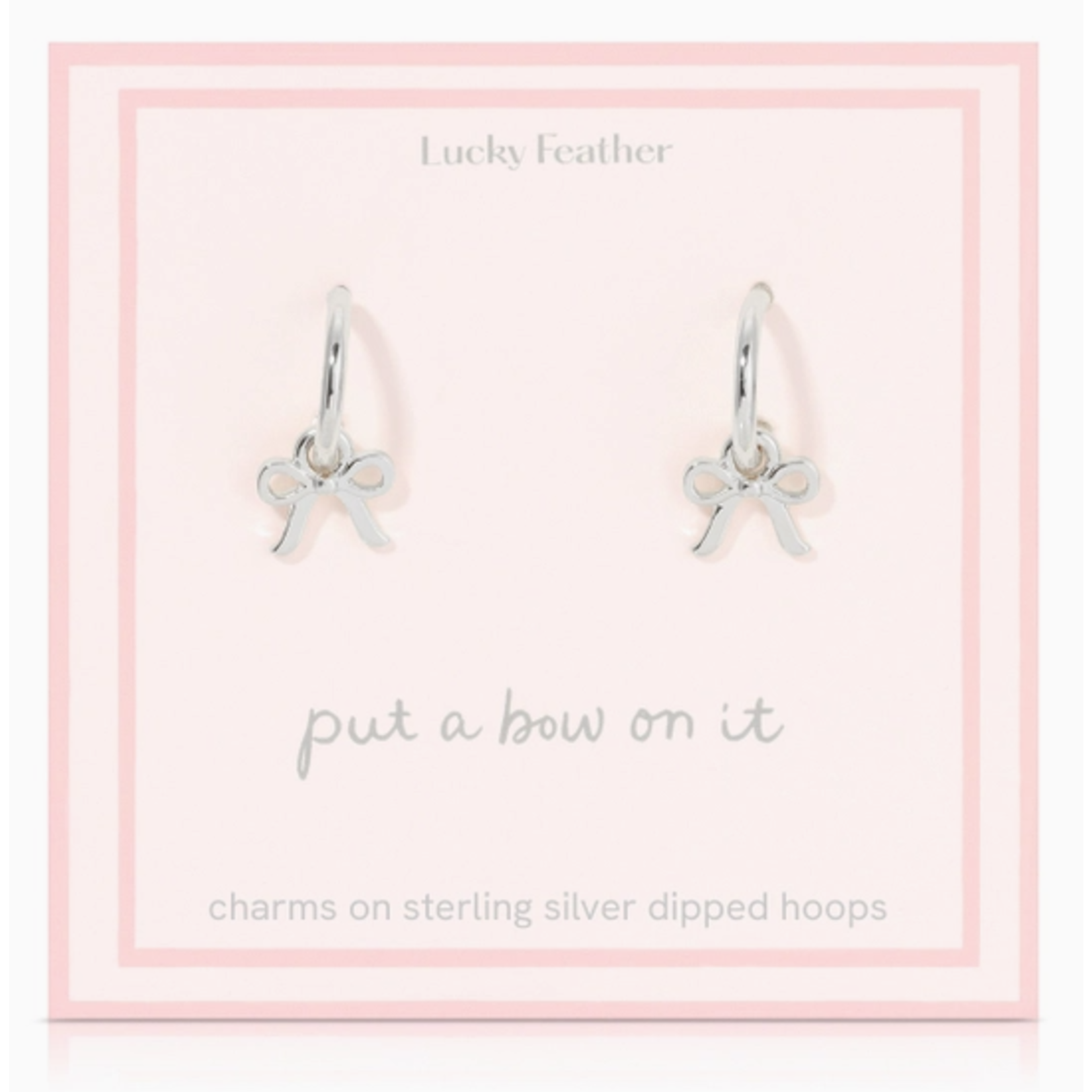 Lucky Feather Lucky Feather Beautiful Bows - Bow Charm Hoops - Silver