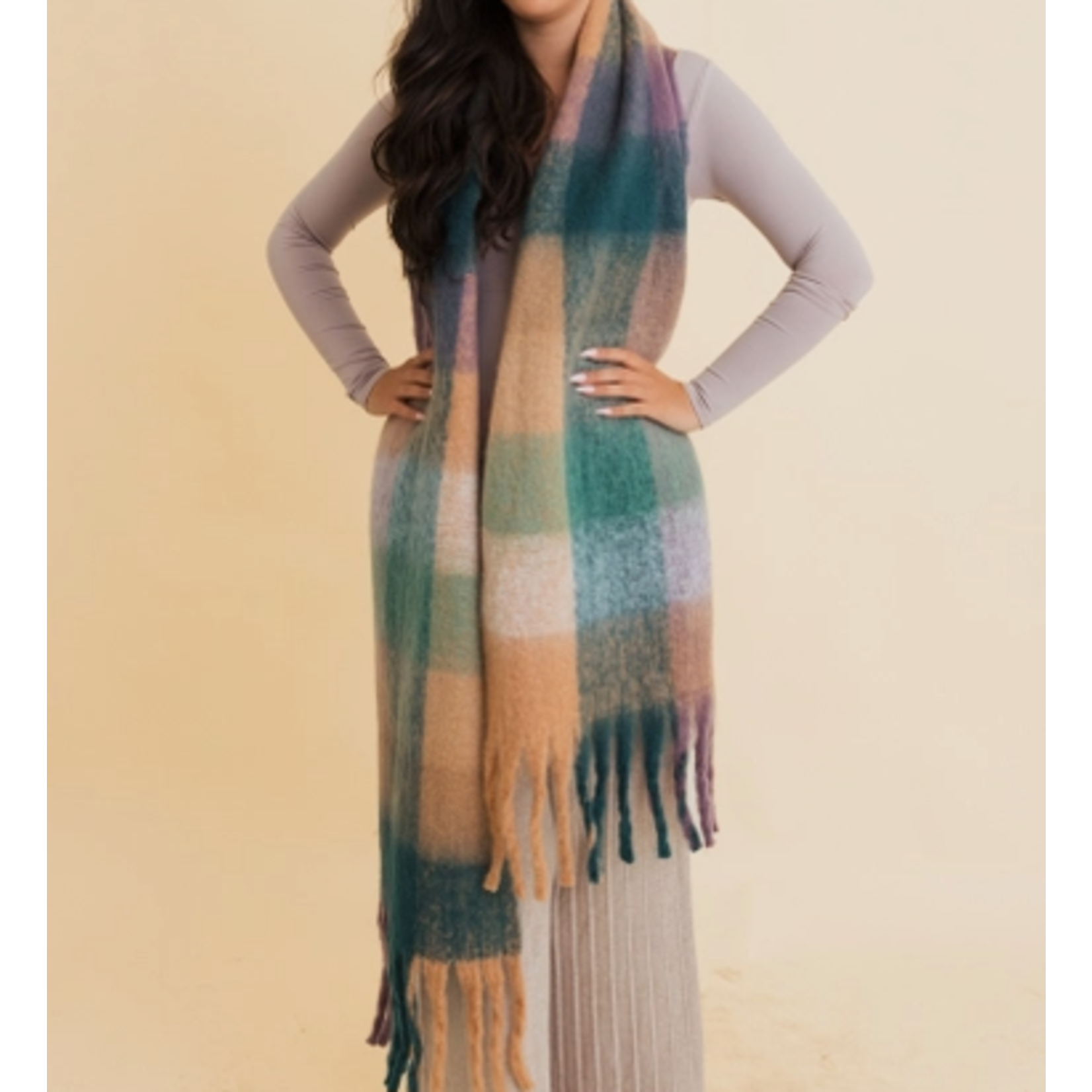 Leto Accessories Leto Cozy Breeze Oversized Fringe Scarf