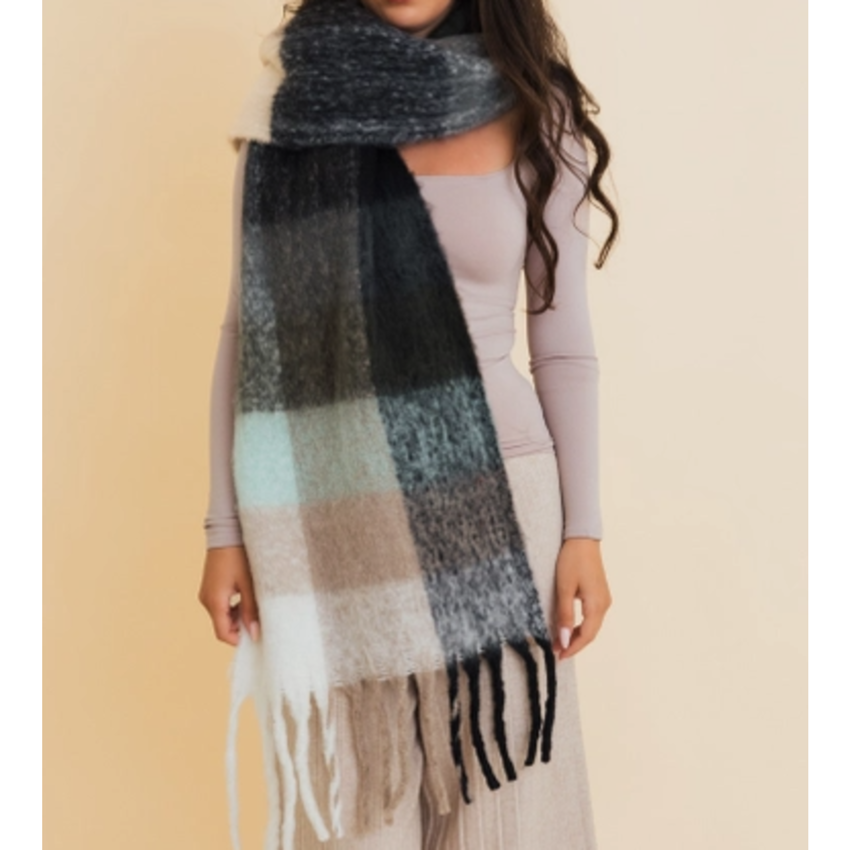 Leto Accessories Leto Cozy Breeze Oversized Fringe Scarf