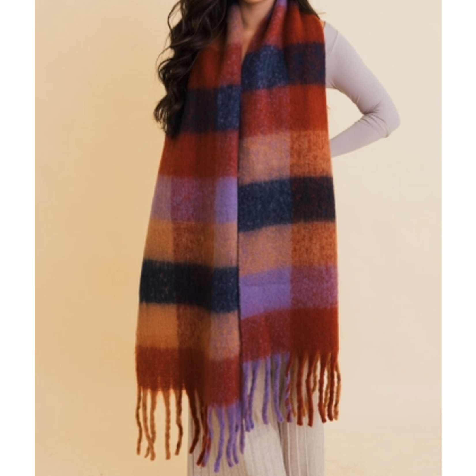 Leto Accessories Leto Cozy Breeze Oversized Fringe Scarf