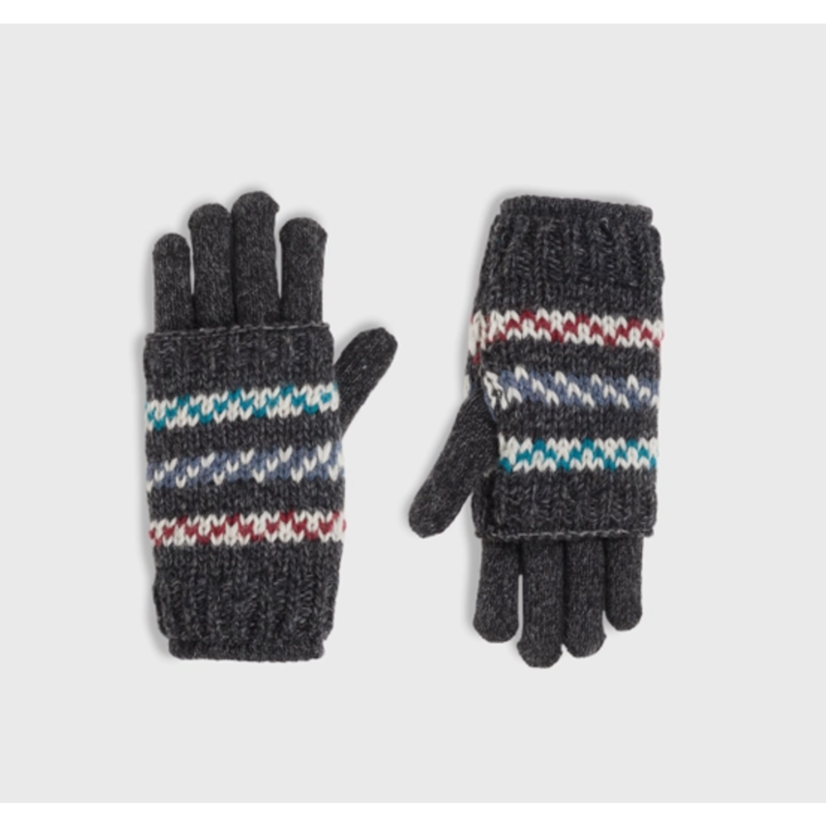 Coco & Carmen C&C Stripe Convertible Gloves Black