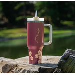 The Montana Scene TMS Smiling Flower Blooms Maroon 40oz Tumbler