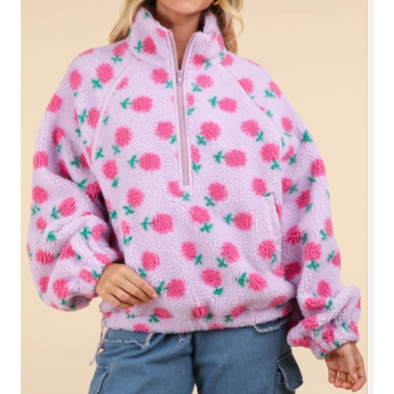 Very J Very J Printed Fleece Zip Up Jacket