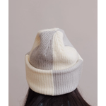 Leto Accessories Leto Oversized Two Tone Rib Knitted Beanie- Gray/White