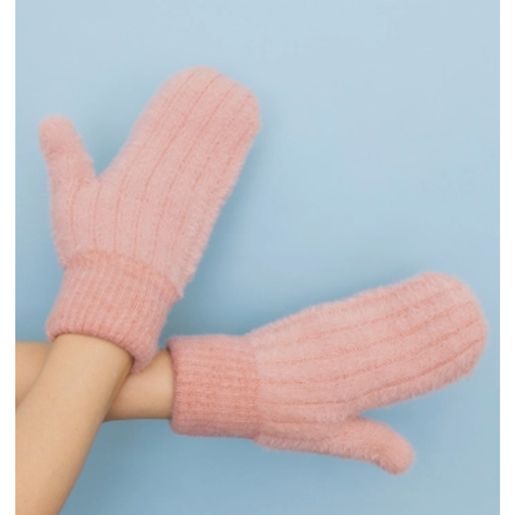 Leto Accessories Leto Plush Pastel Fuzzy Winter Mittens Blush