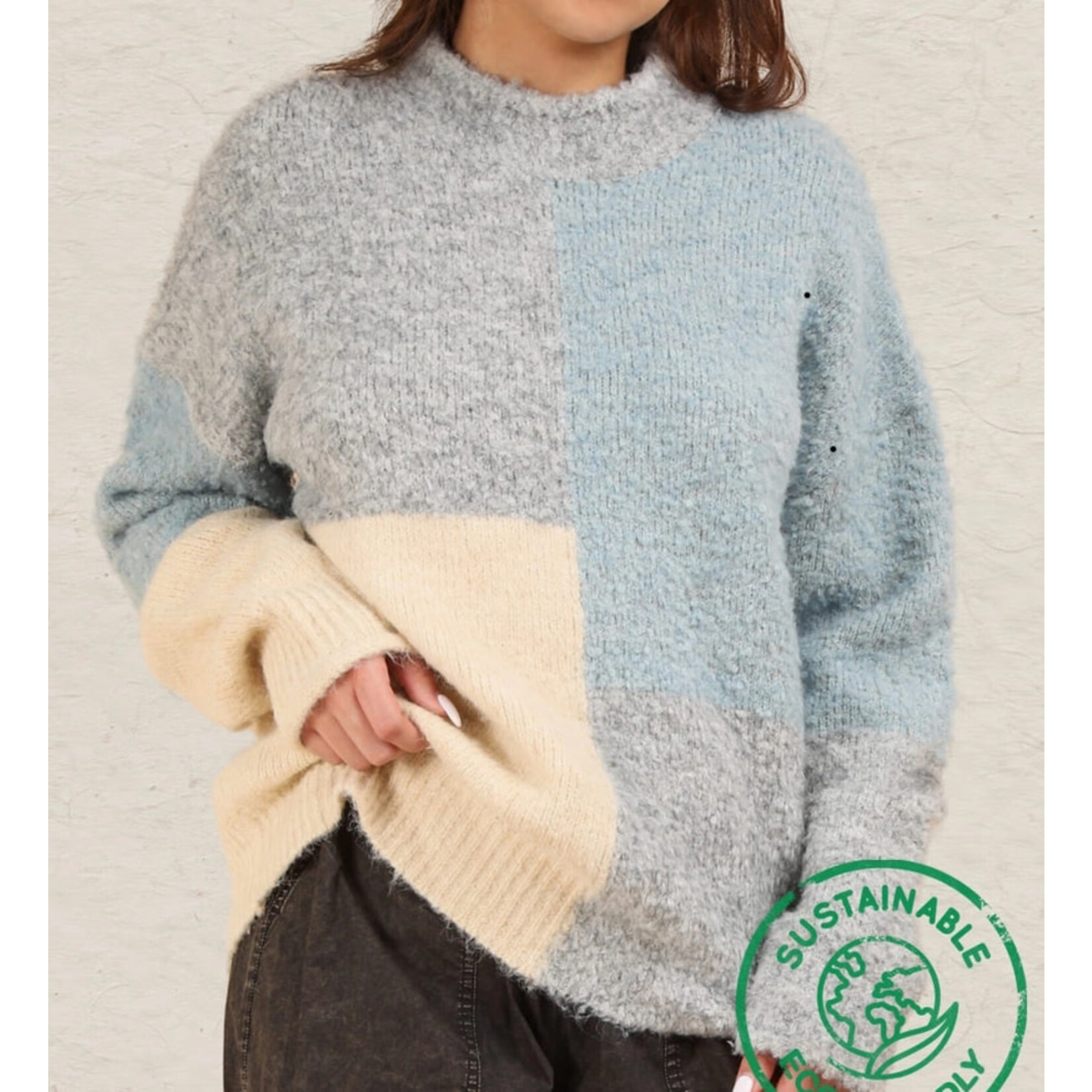 Very J Very J ECO Oversized Color Block Cozy Sweater