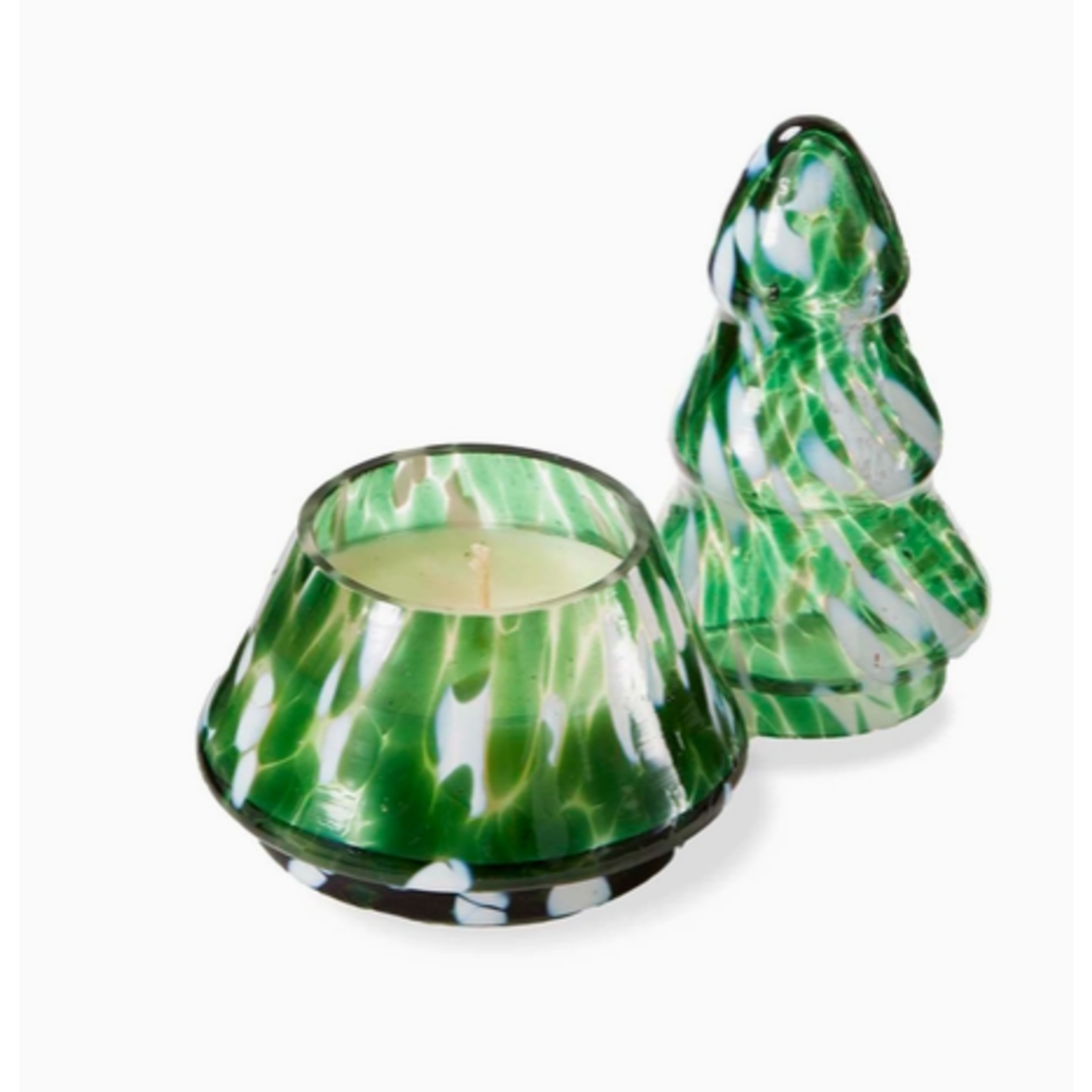 TAG Green Glass Tree Shaped Scented Candle Small