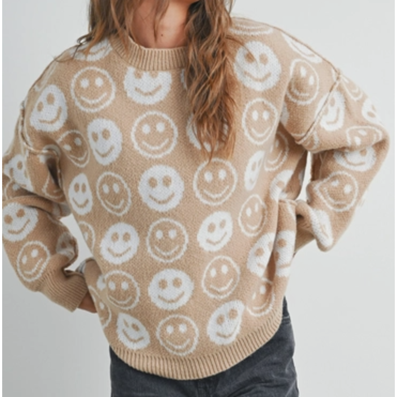 Buttermelon Buttermelon Smiley Face Pattern Sweater