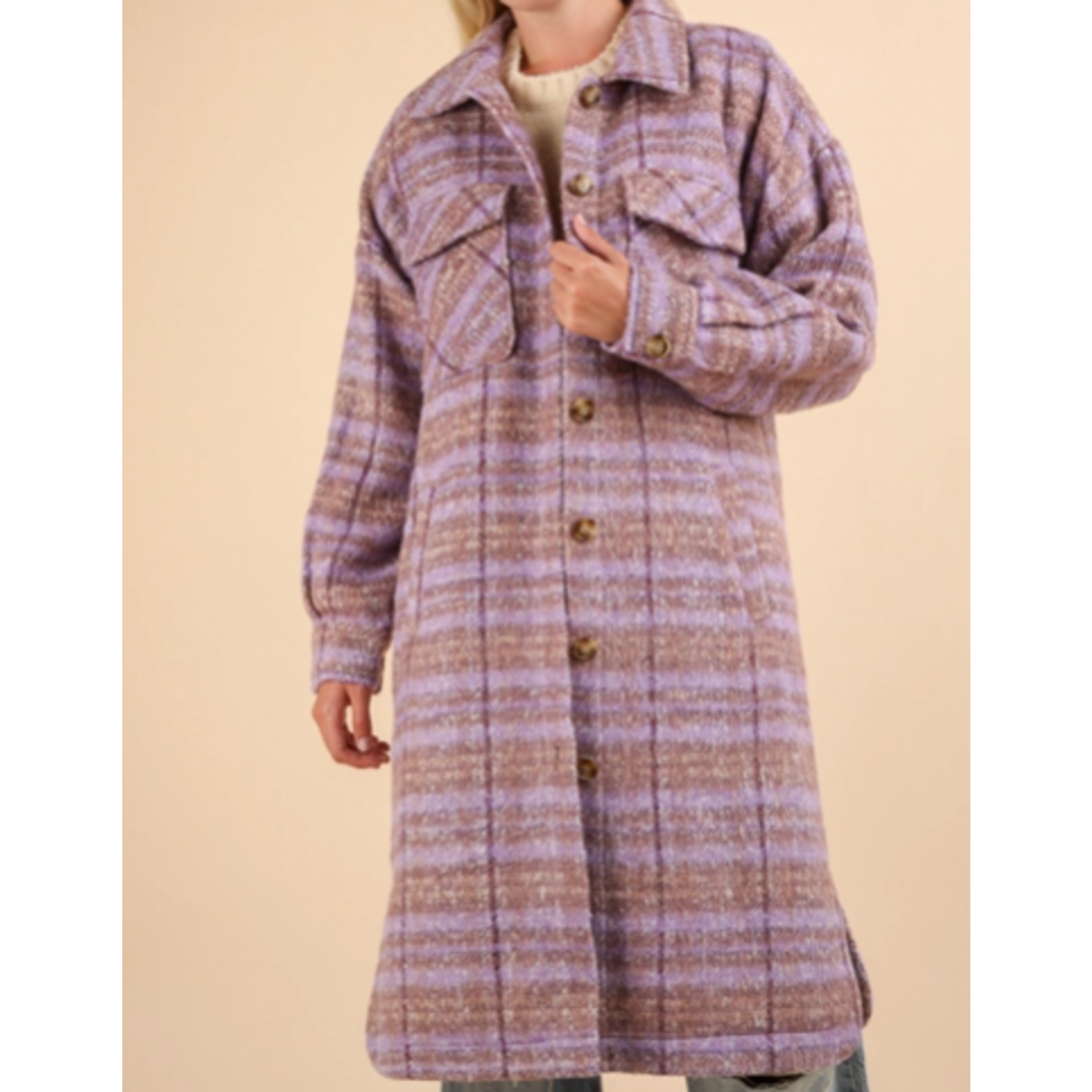 Very J Very J Long Plaid Jacket