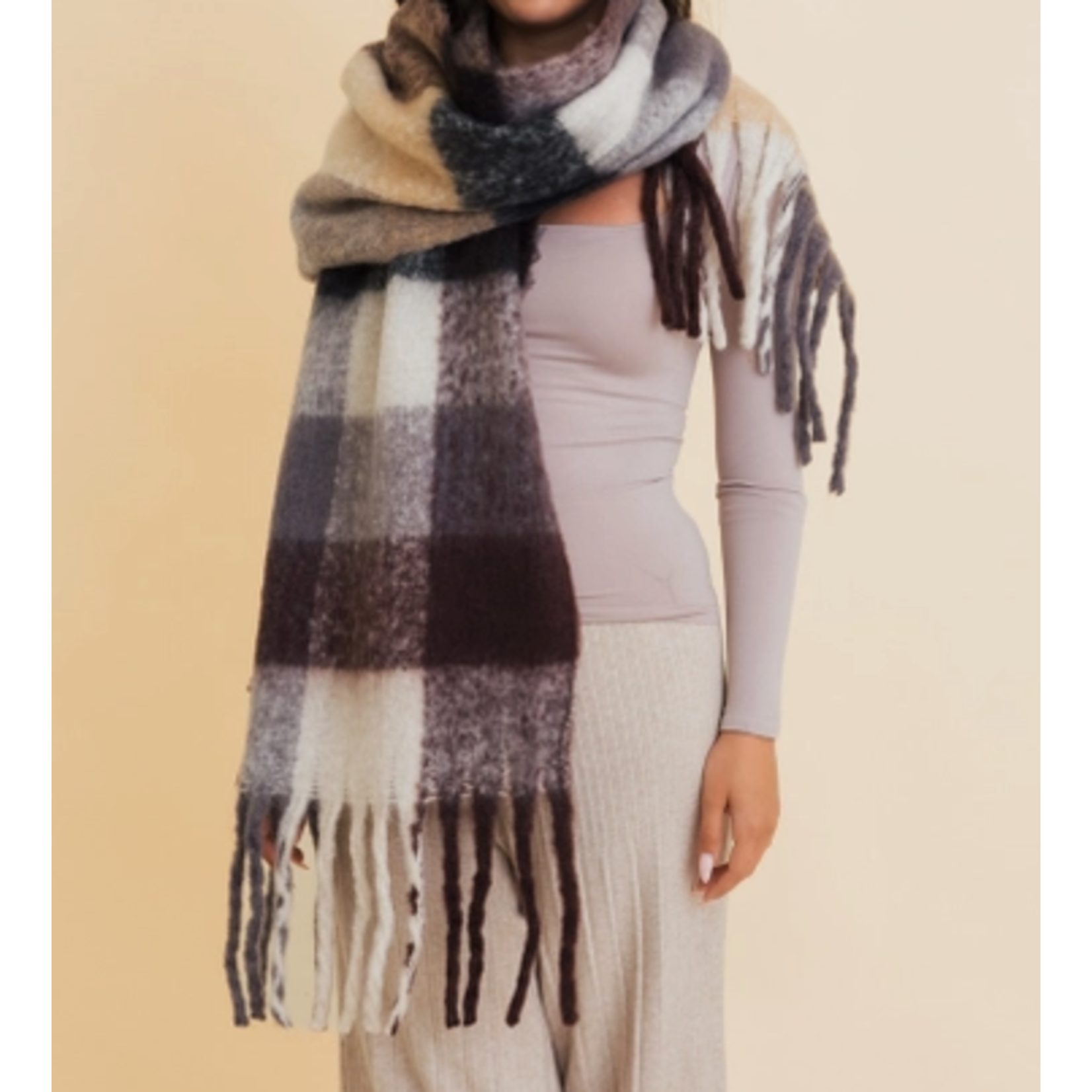 Leto Accessories Leto Cozy Breeze Oversized Fringe Scarf