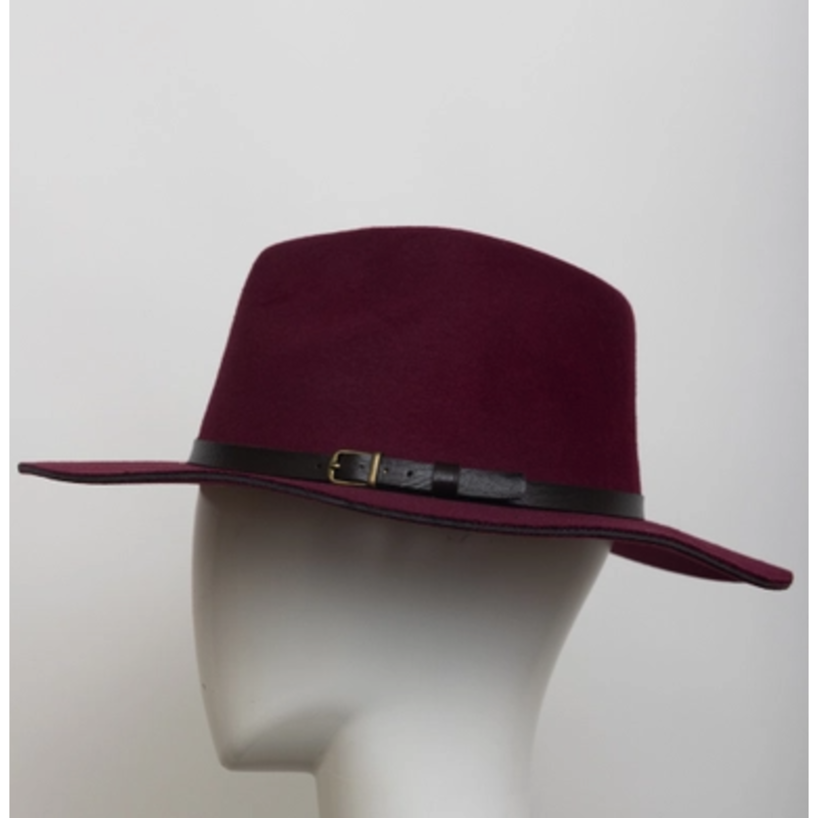 Leto Accessories Leto Pinched Front Western Style Hat Burgundy