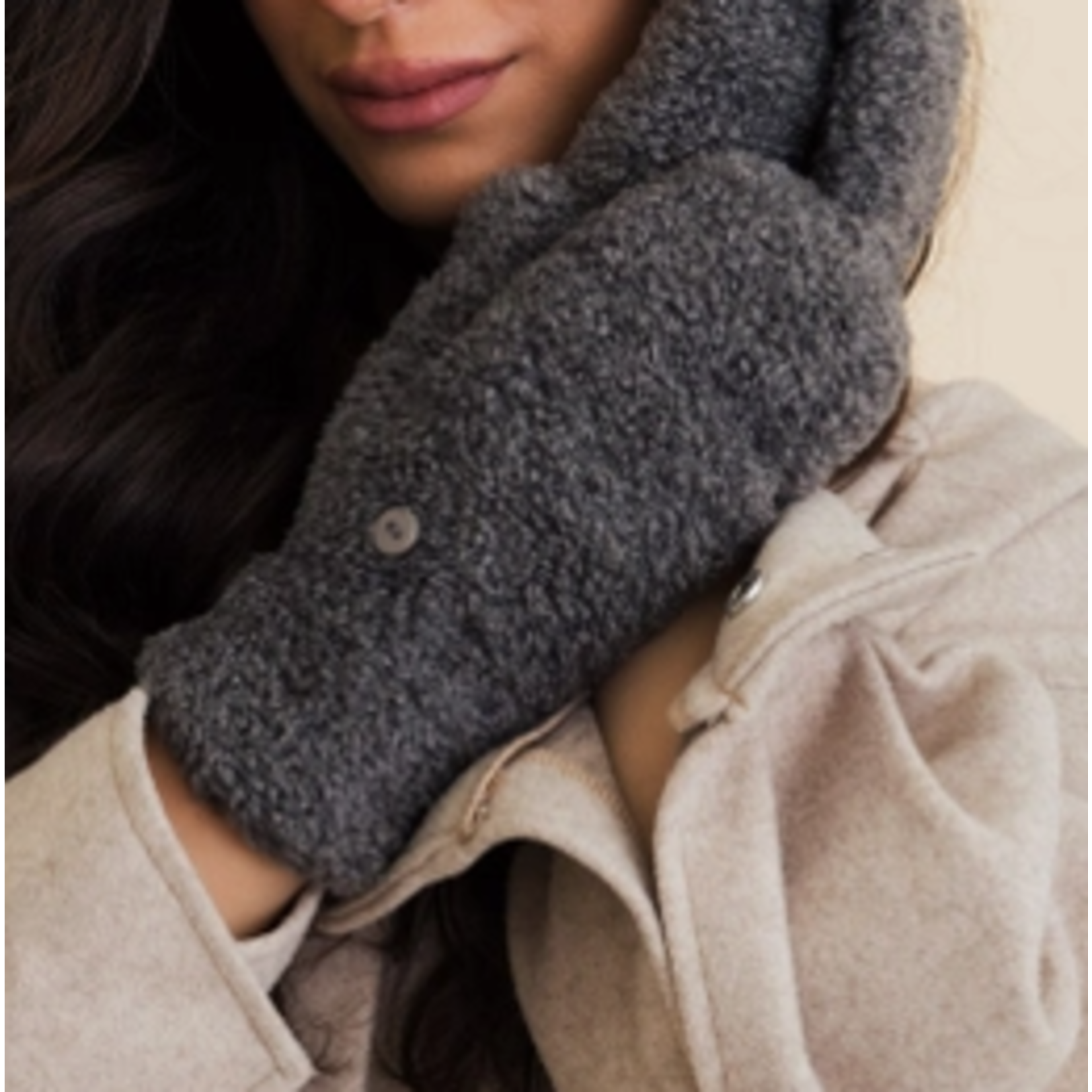 Leto Accessories Leto Sherpa Fleece Mitten Gray