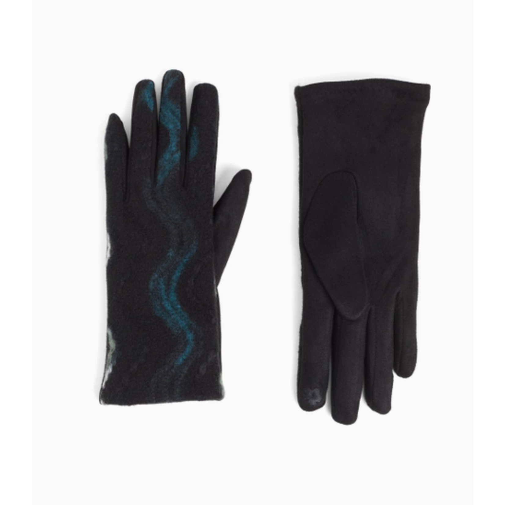 Coco & Carmen C&C  Wavy Felt Touchscreen Gloves Black