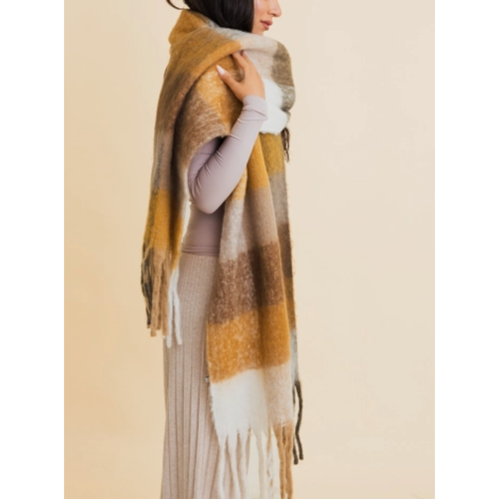Leto Accessories Leto Cozy Breeze Oversized Fringe Scarf