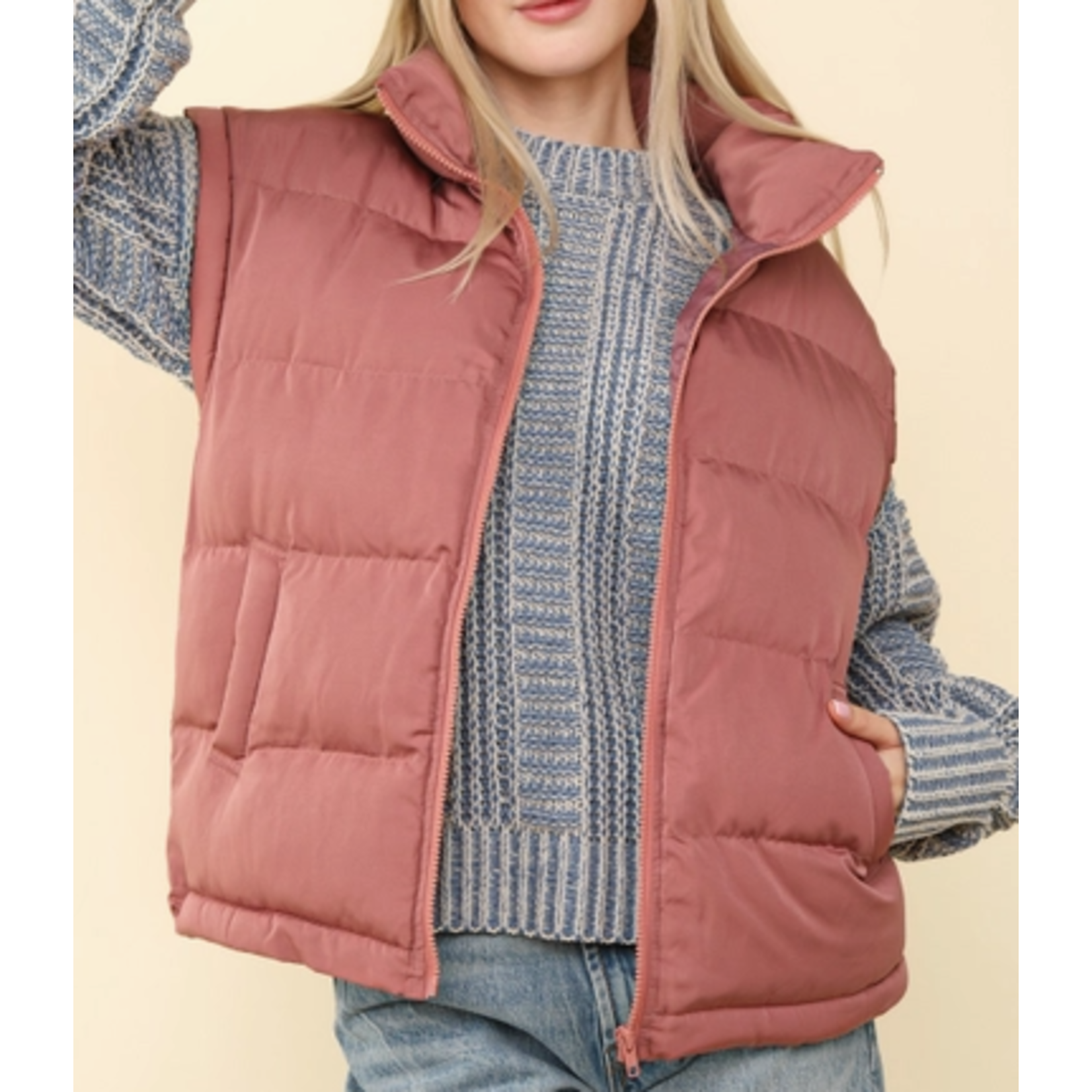 Very J Very J Mock Sleeve Puffer Vest
