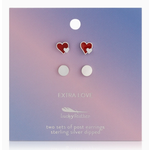 Lucky Feather Lucky Feather Earring Set  2 Pr - Hearts/Rounds (Silver)
