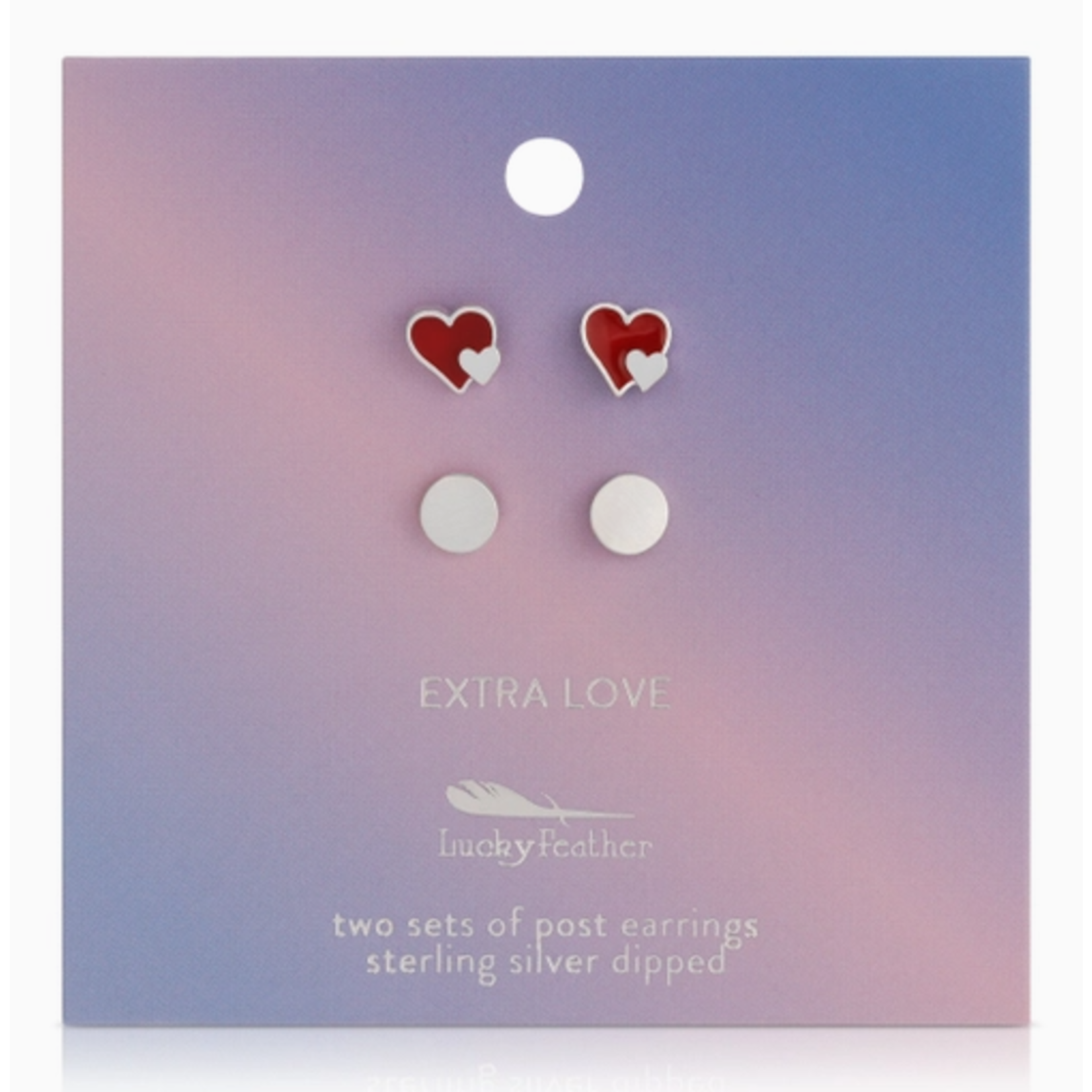 Lucky Feather Lucky Feather Earring Set  2 Pr - Hearts/Rounds (Silver)