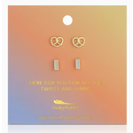 Lucky Feather Lucky Feather Earring Set  Pretzel + Bar - Twist