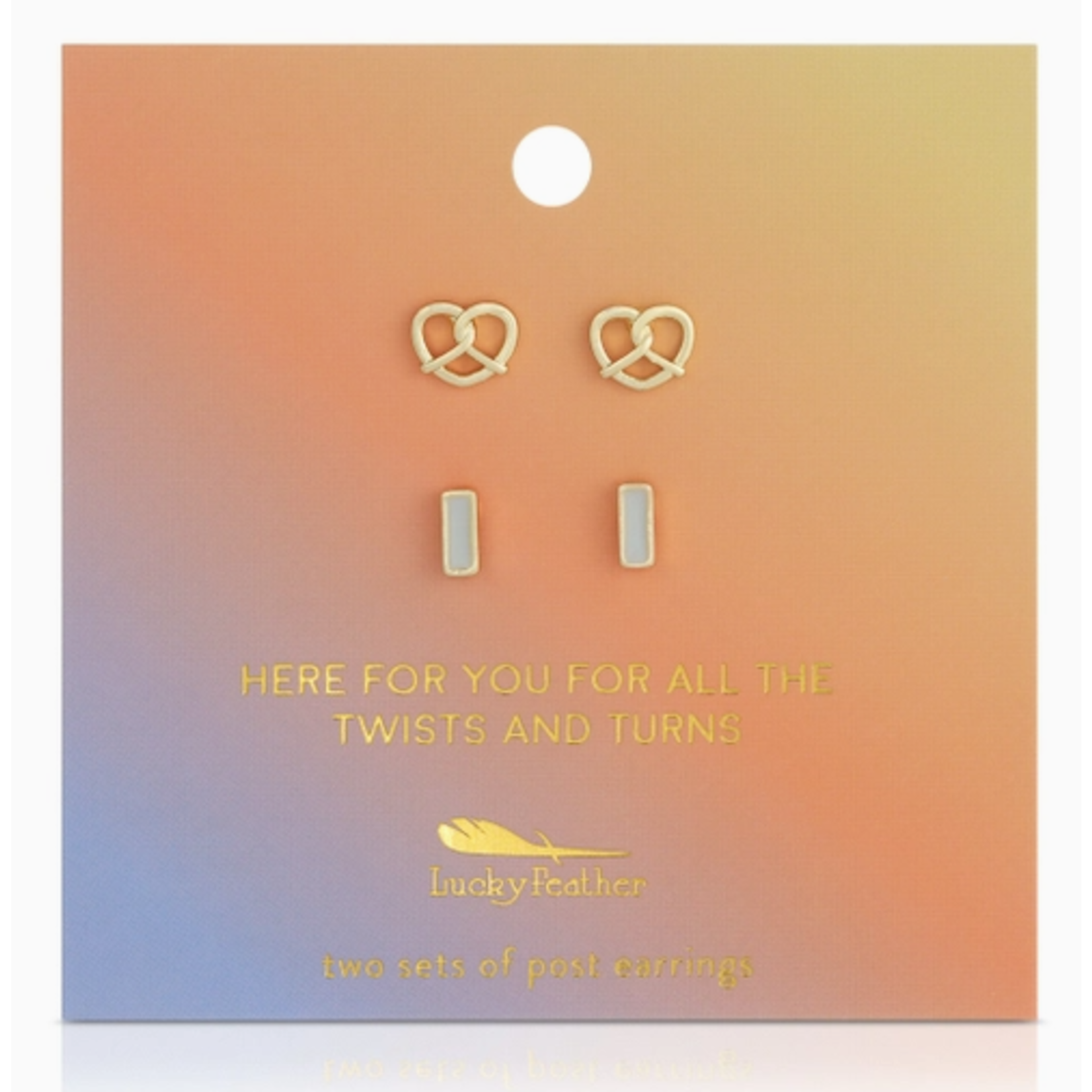 Lucky Feather Lucky Feather Earring Set  Pretzel + Bar - Twist