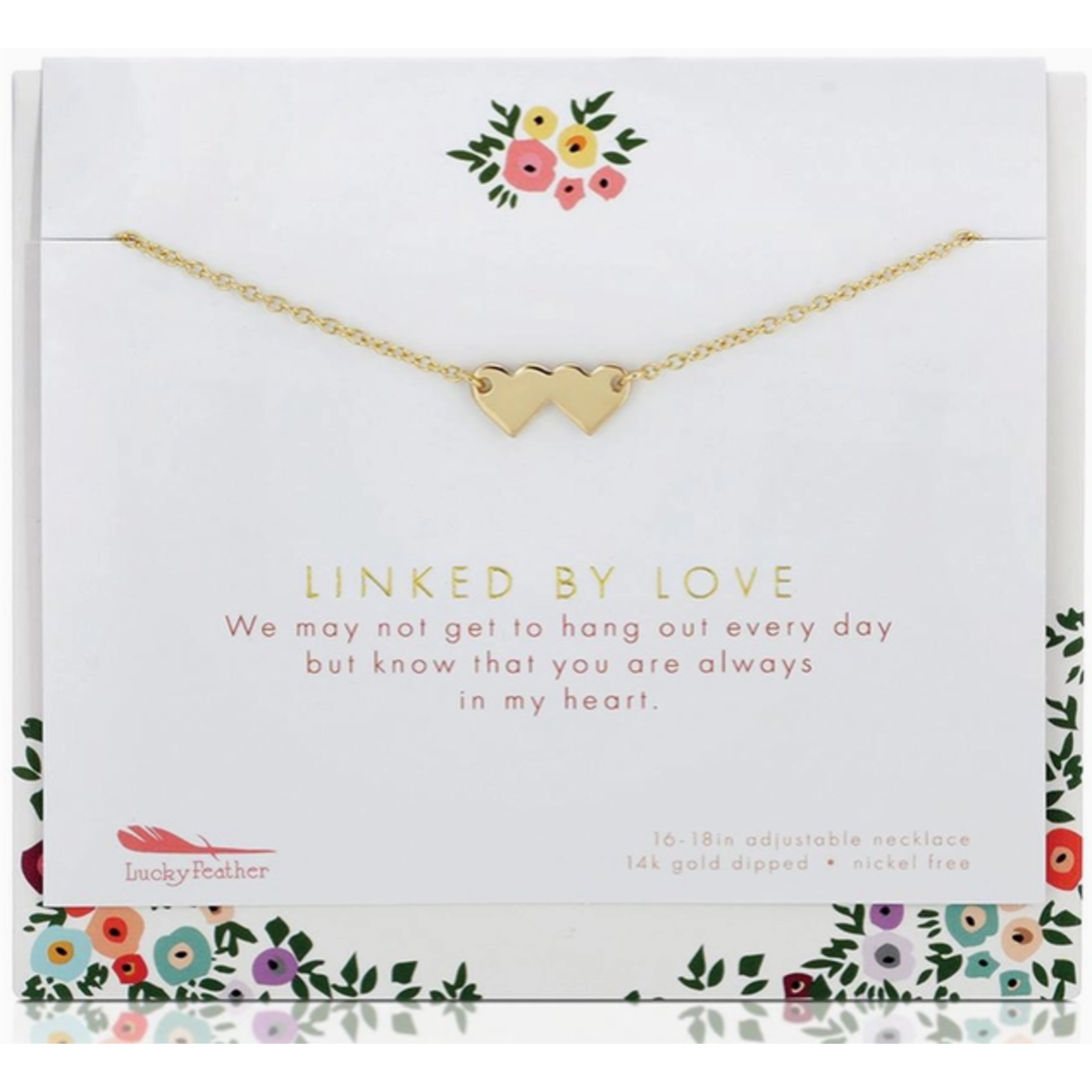 Lucky Feather Lucky Feather Necklace + Card/Env - Linked By Love