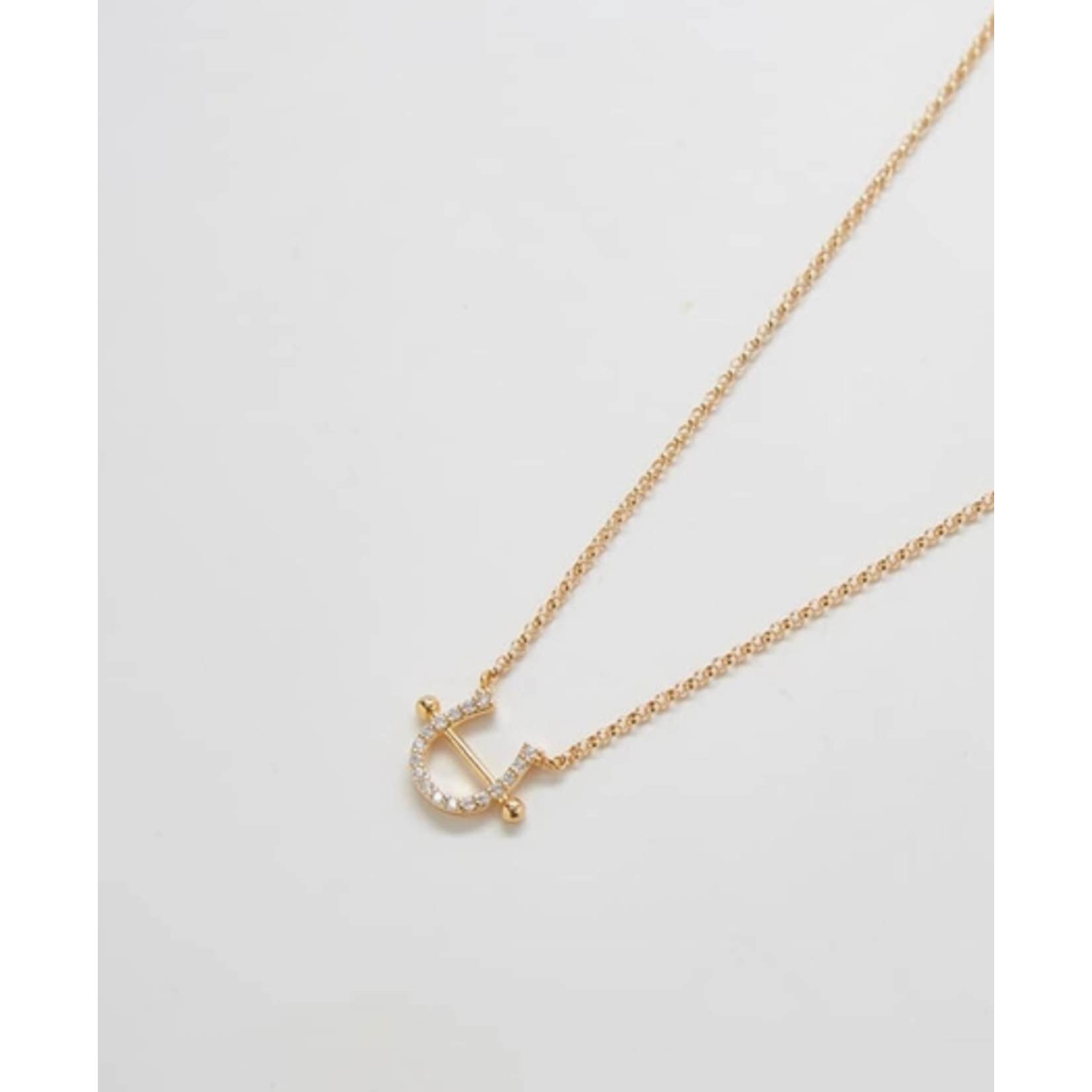 Admiral Row Admiral Row Gold Pave Horseshoe Necklace 18in