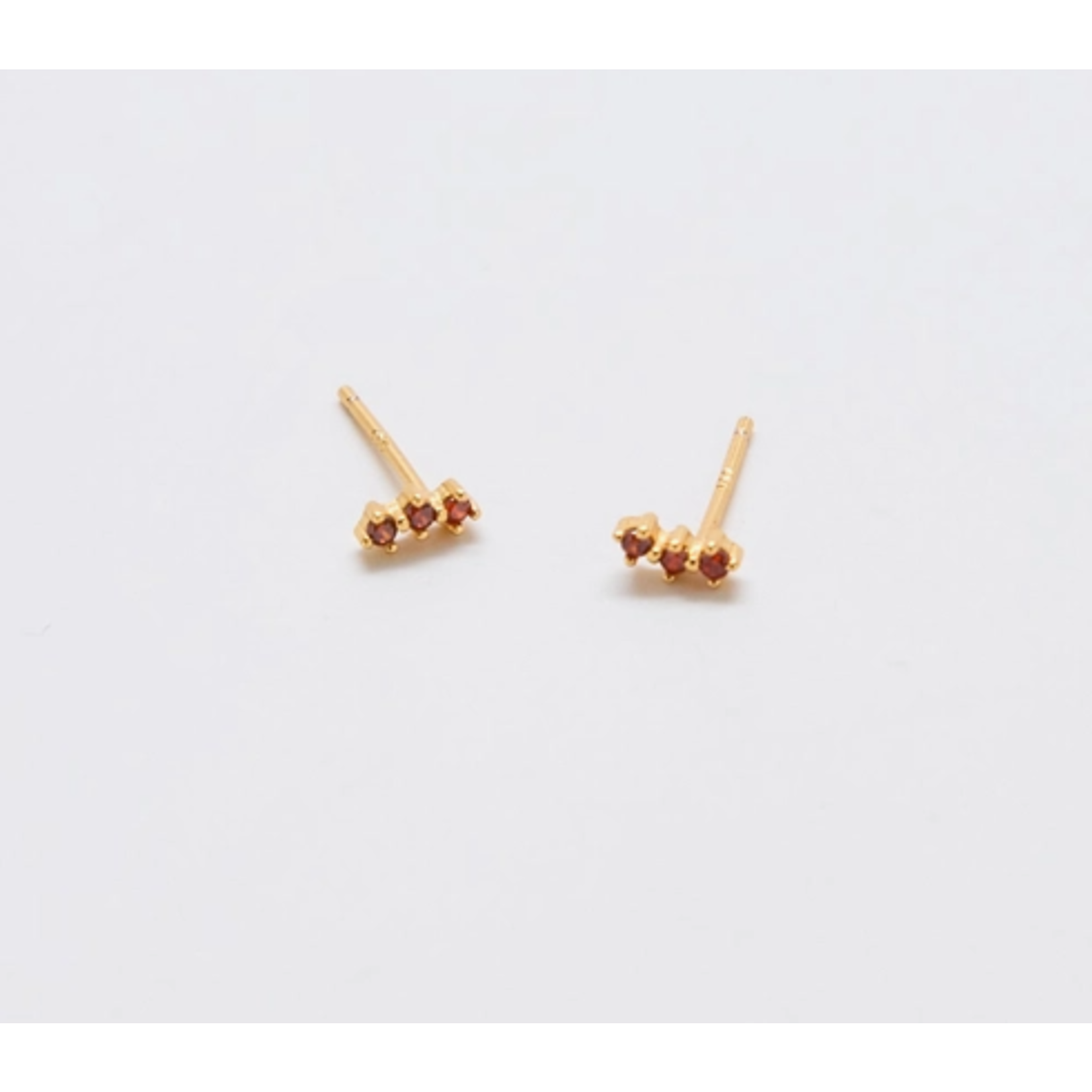 Admiral Row AR Red Garnet Gold Bar Earrings