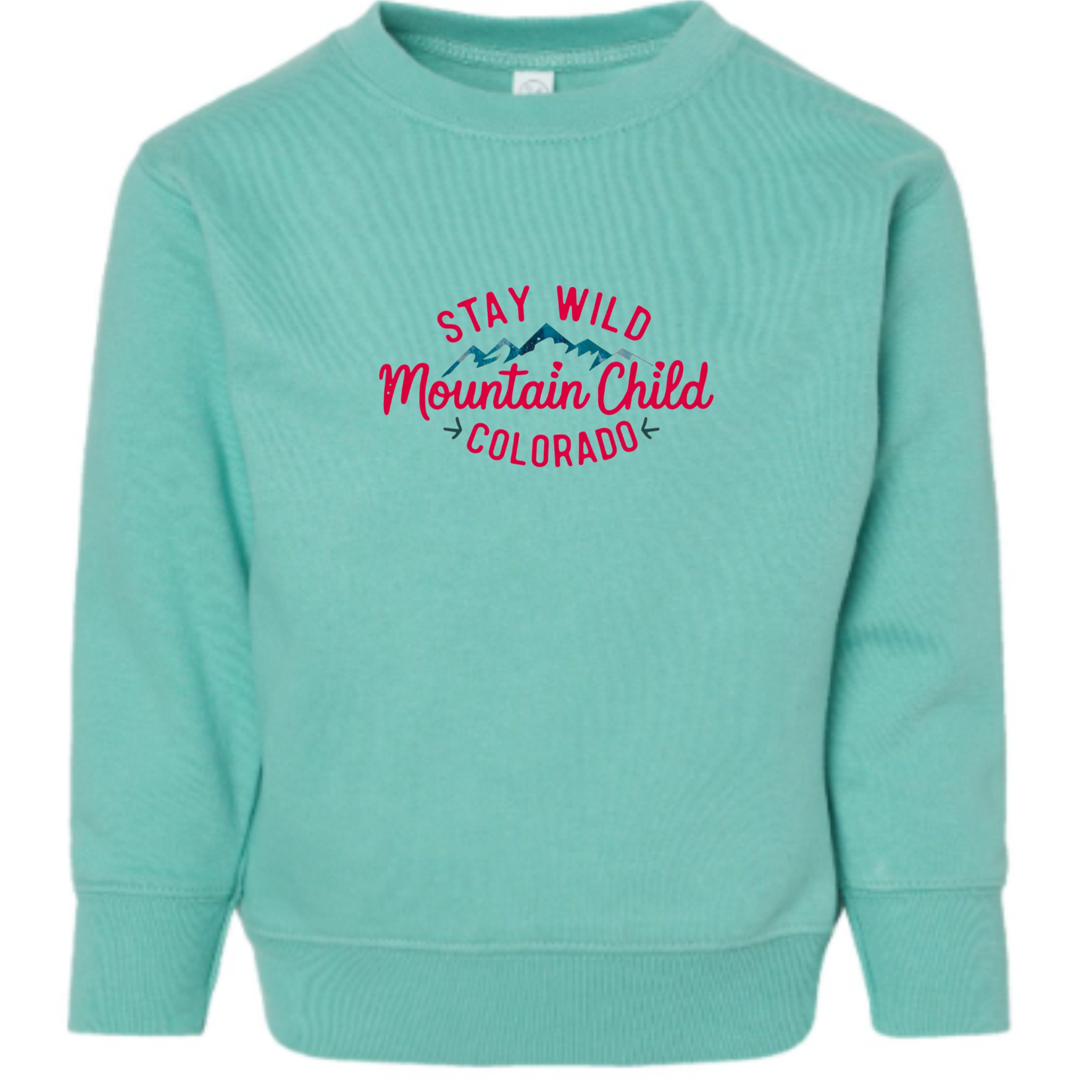 Mountain Standard Time Apparel MST Pink Stay Wild MNT Child Crewneck